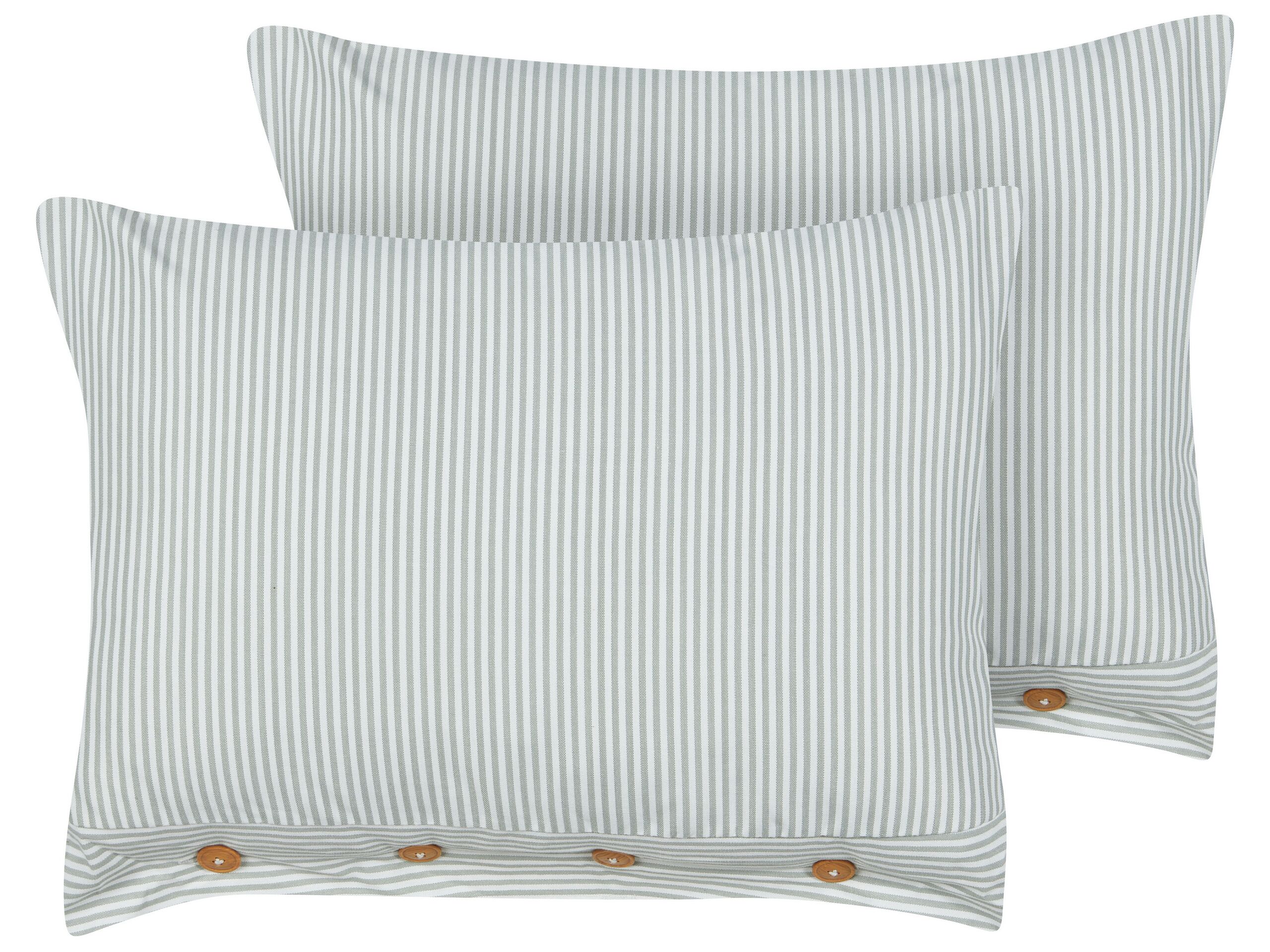 Set of 2 Cushions Striped 40x60cm Green and White