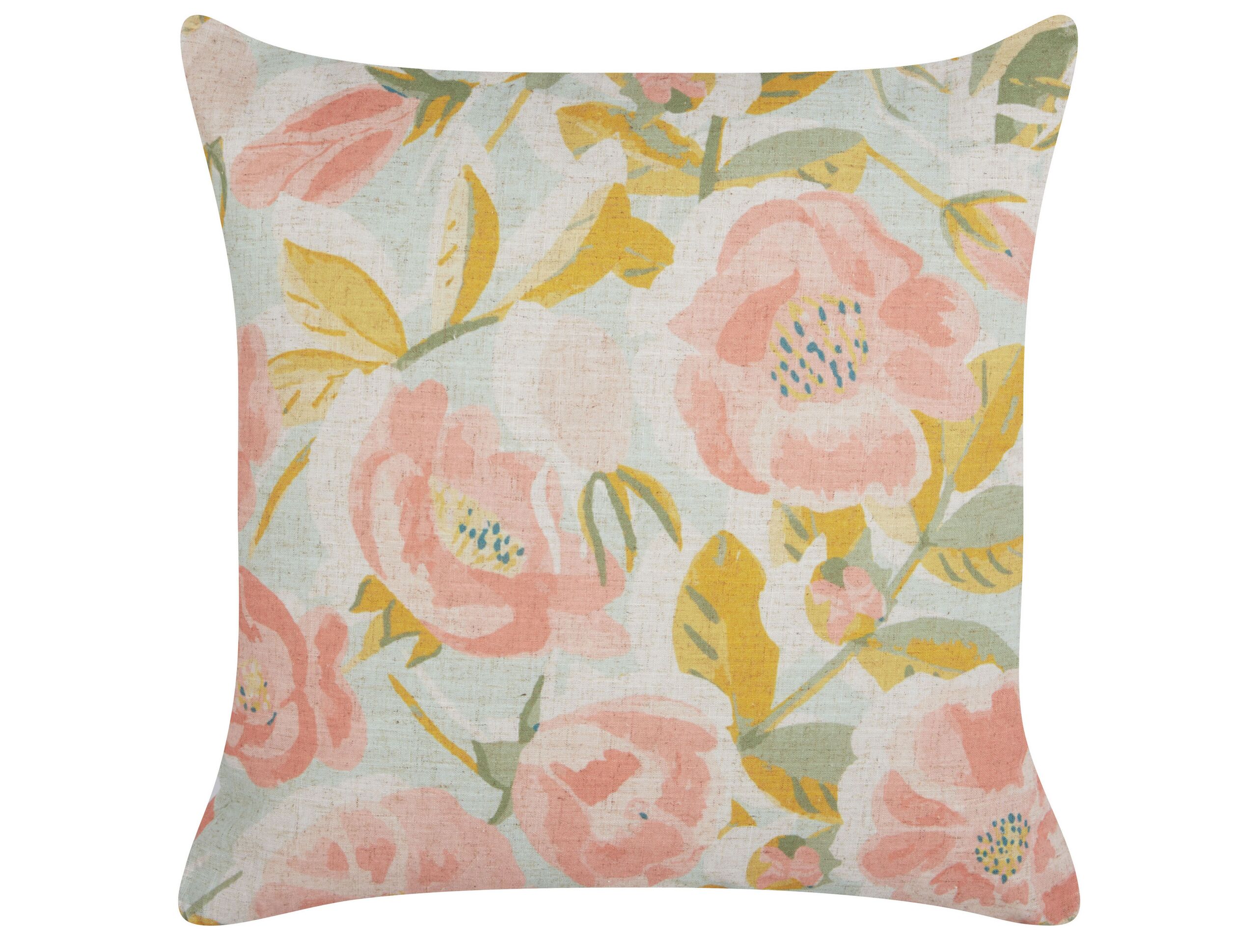 Cushion Floral Pattern 45x45cm Pink and Blue