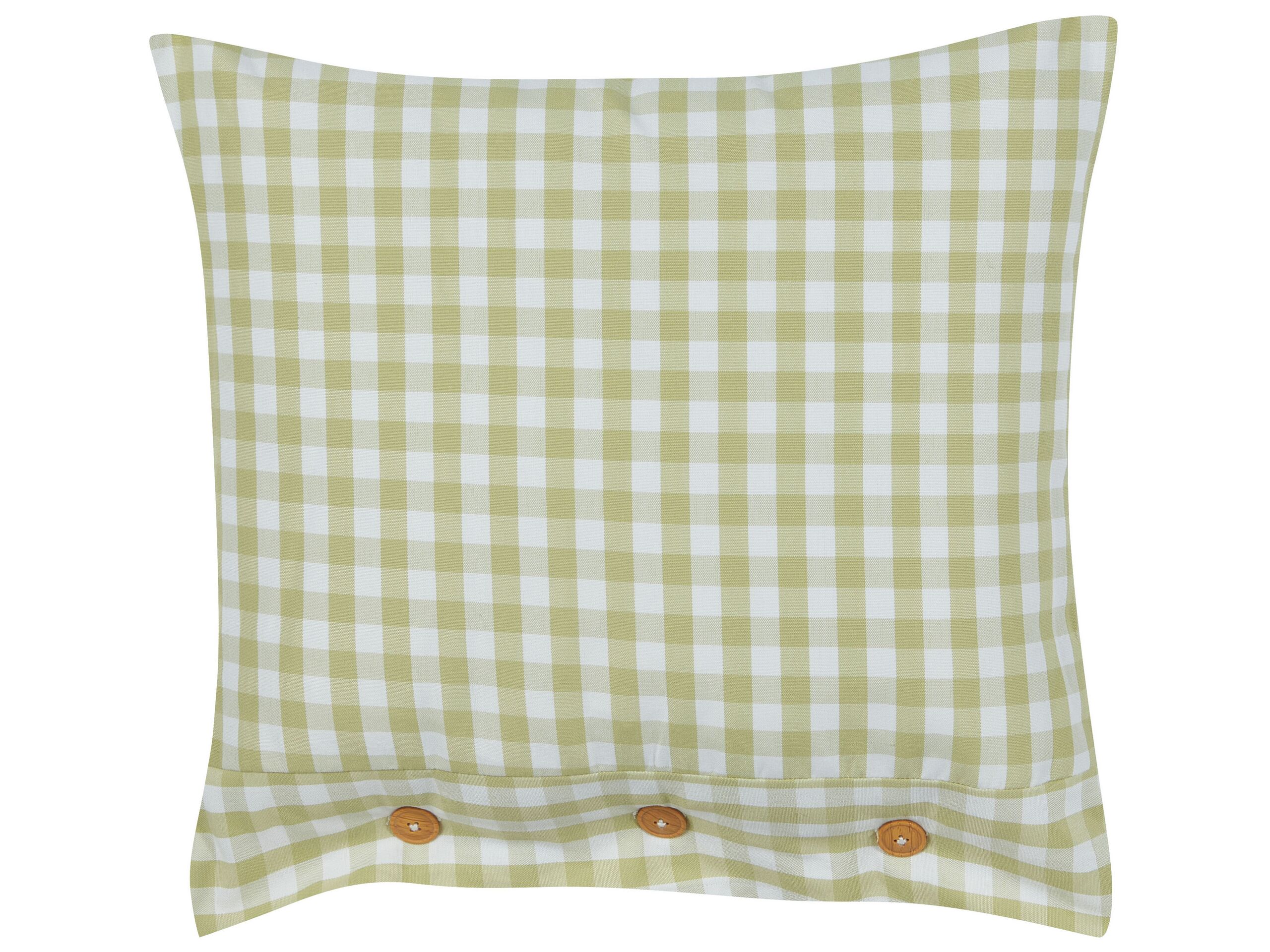 Cushion Chequered Pattern 45x45cm Olive Green and White