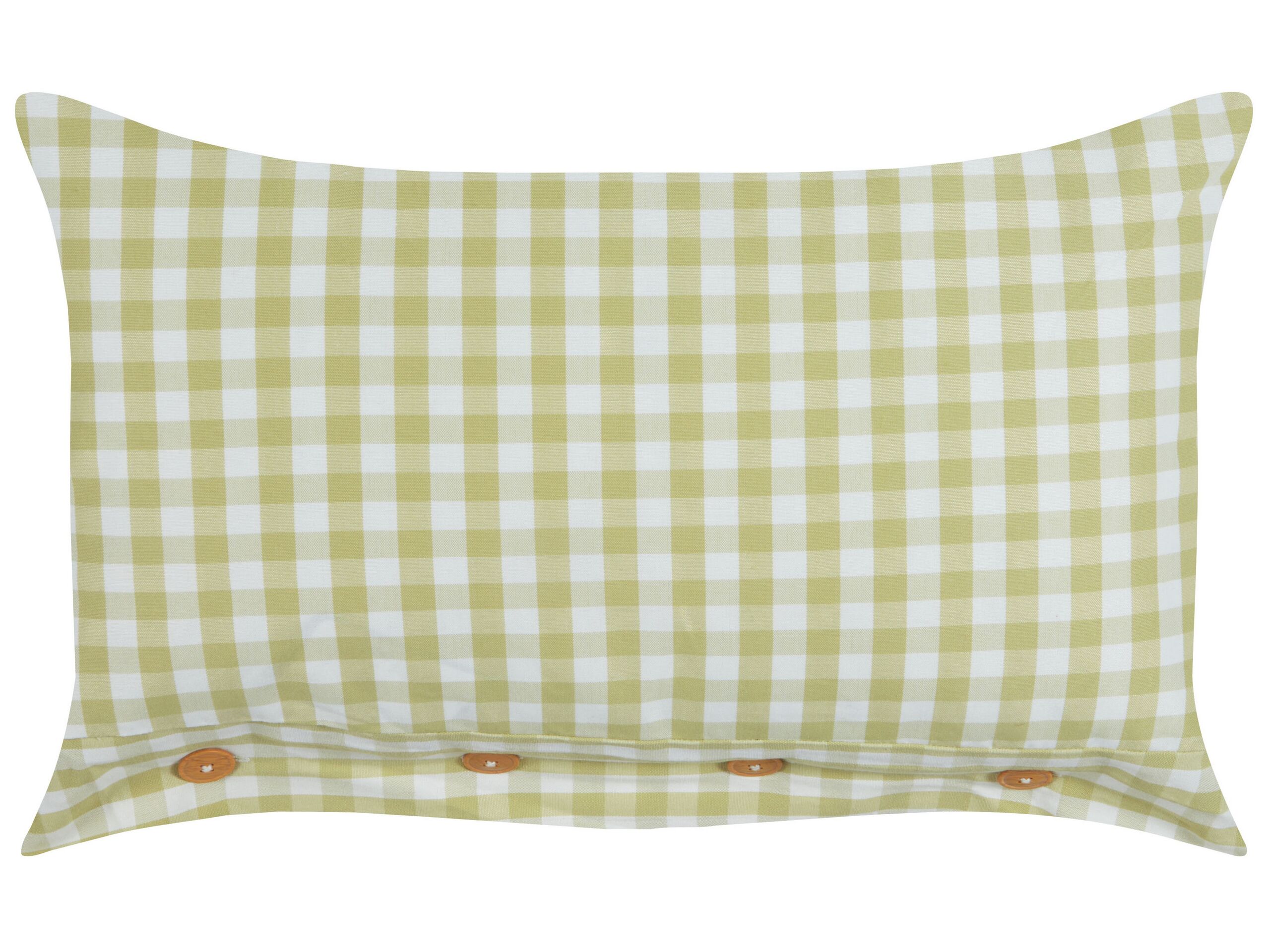 Cushion Chequered Pattern 40x60cm Olive Green and White