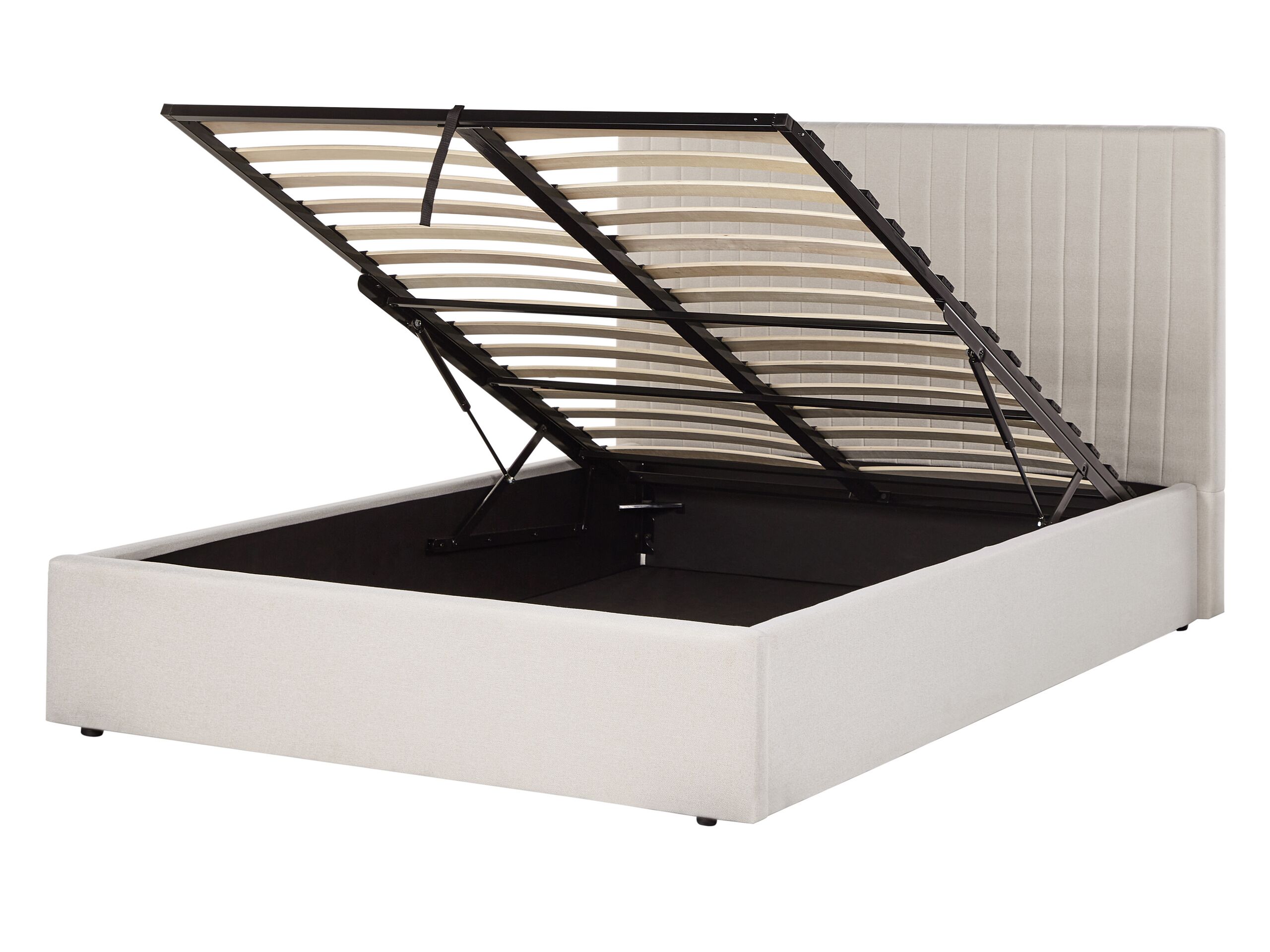 Fabric EU Double Size Ottoman Bed Beige VION