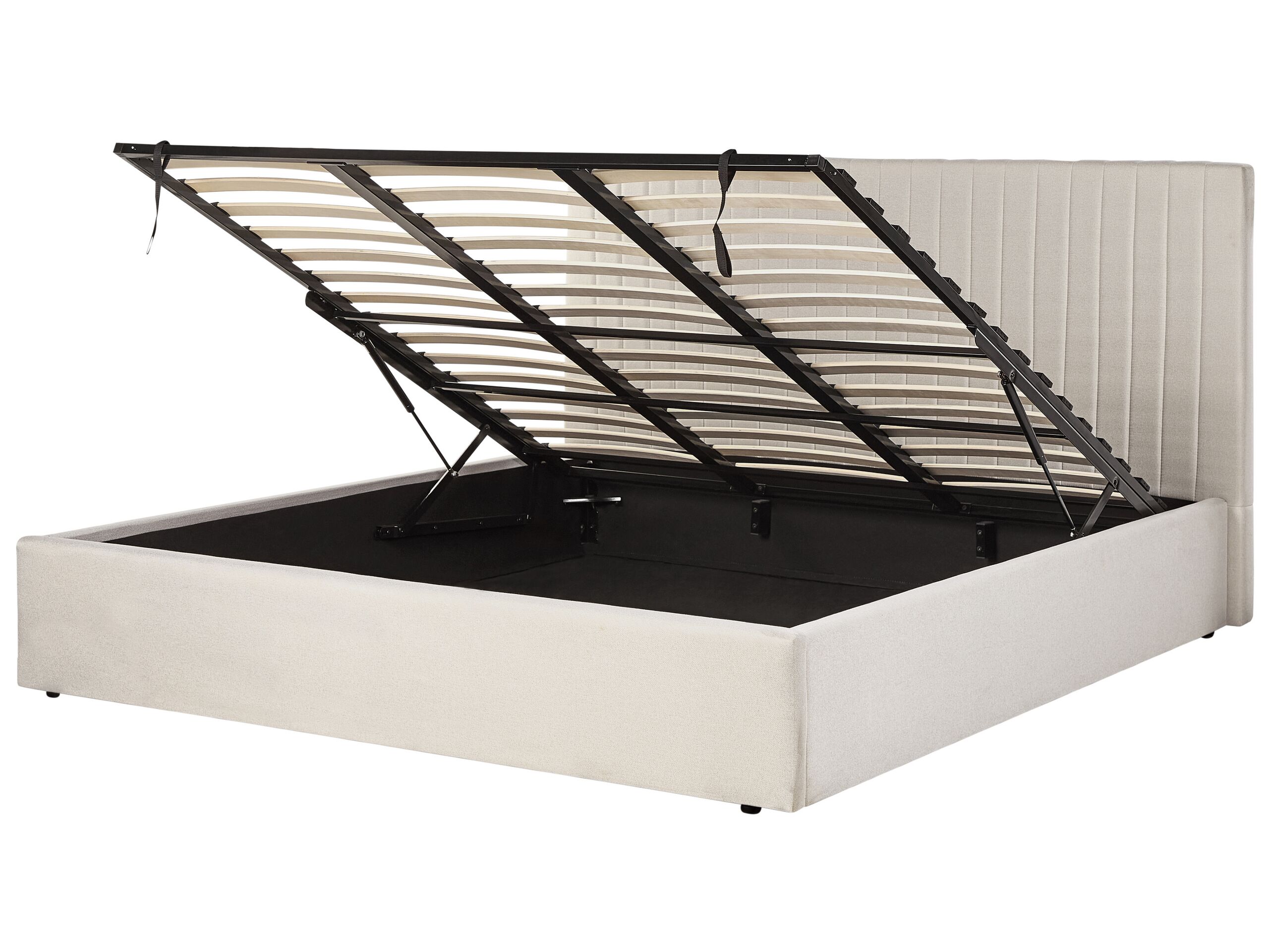 Fabric EU Super King Size Ottoman Bed Beige VION