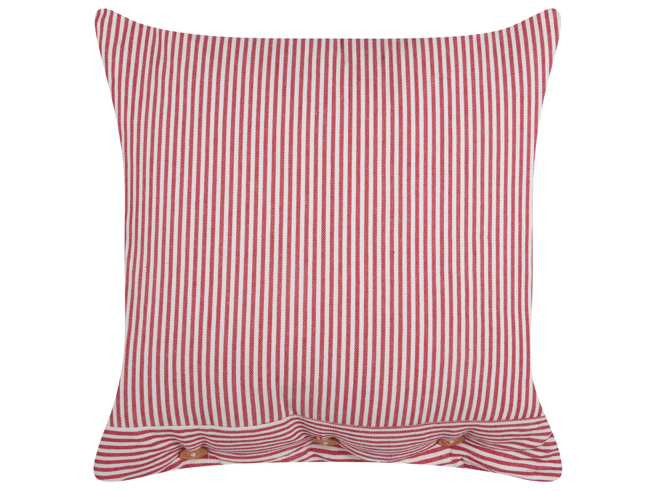 Cotton Cushion Striped 45x45cm Red and White