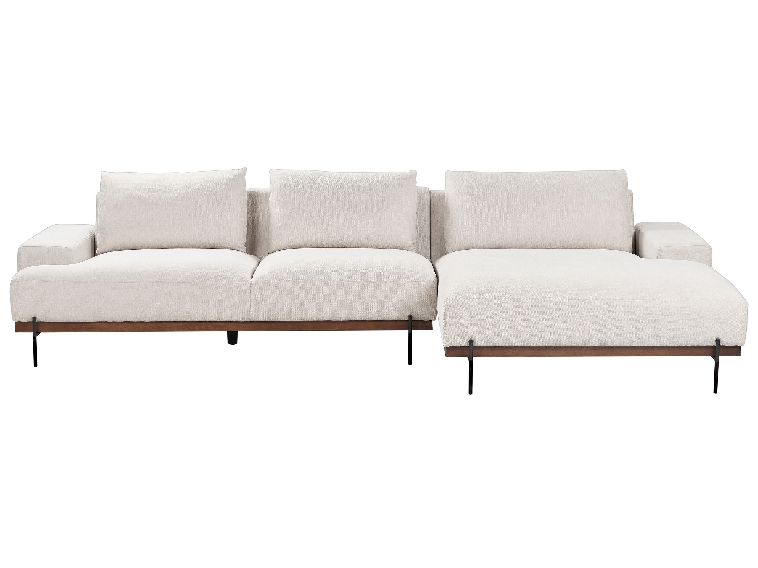 Left Hand Corner Fabric Sofa Beige MARIFERD