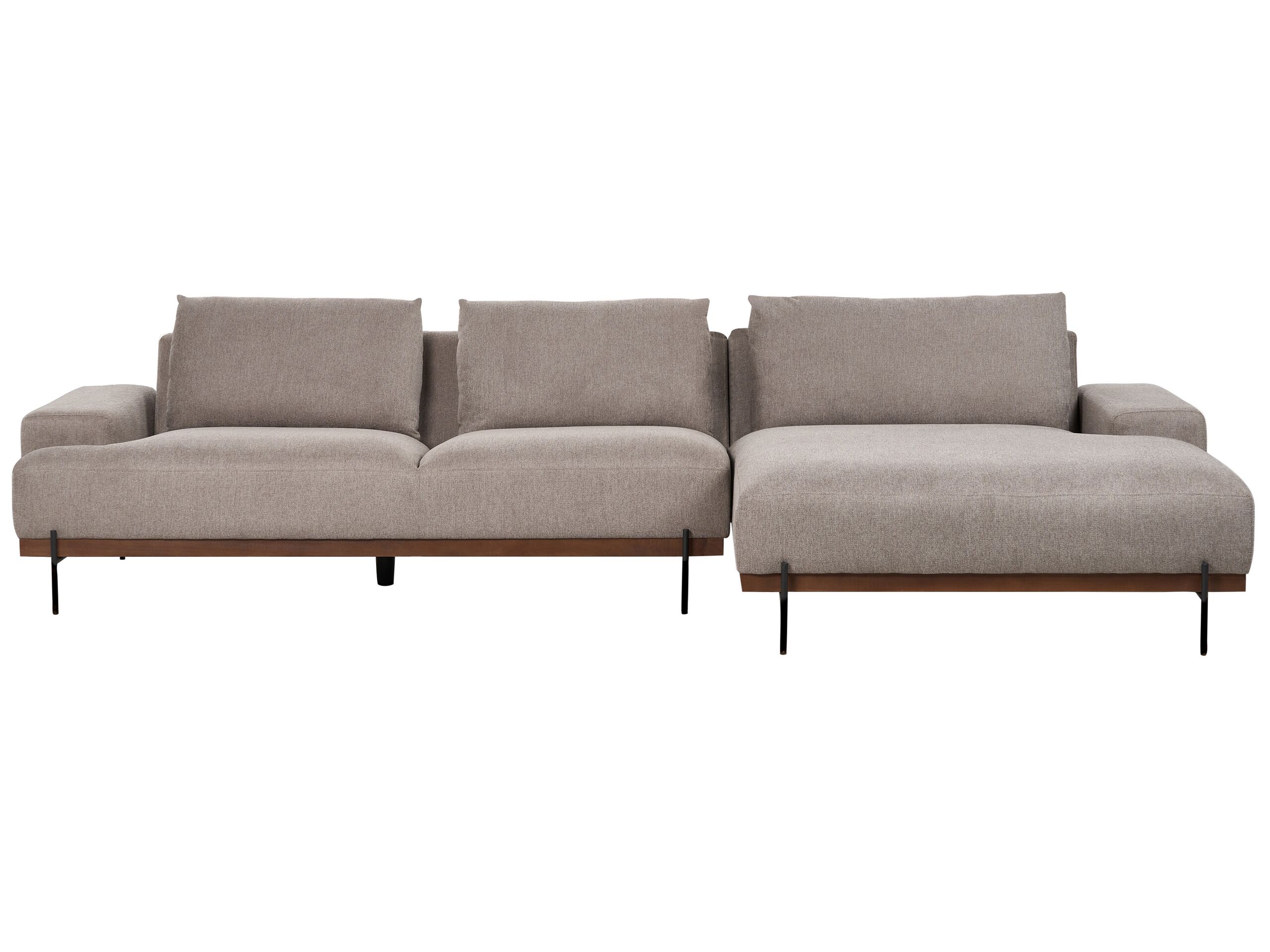 Left Hand Corner Fabric Sofa Light Brown MARIFERD