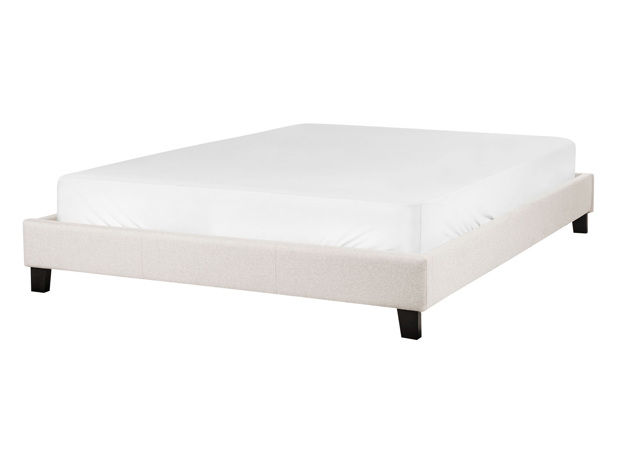 Fabric EU Double Bed Light Beige ROANNE