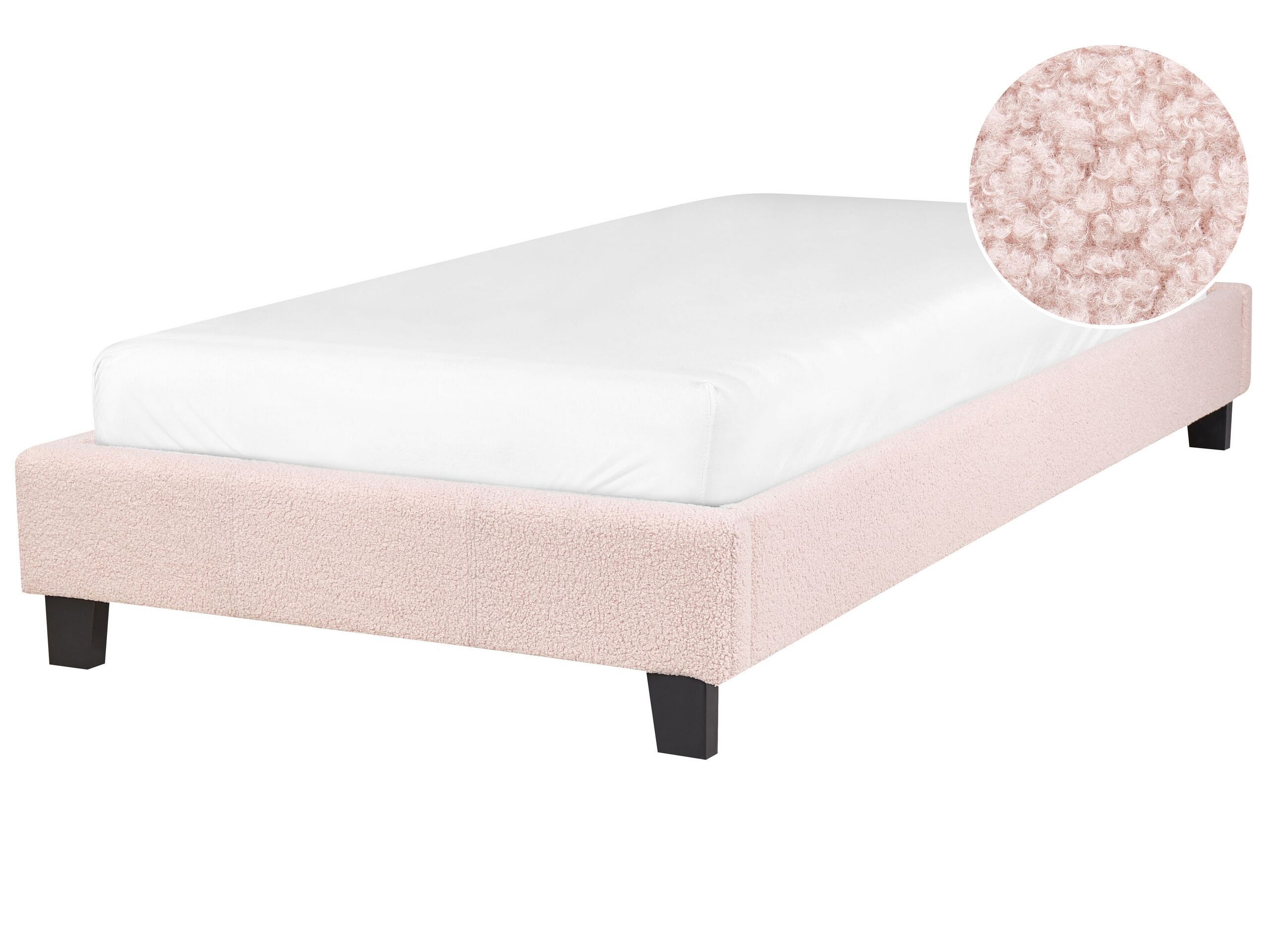 Boucle EU Single Bed Light Pink ROANNE
