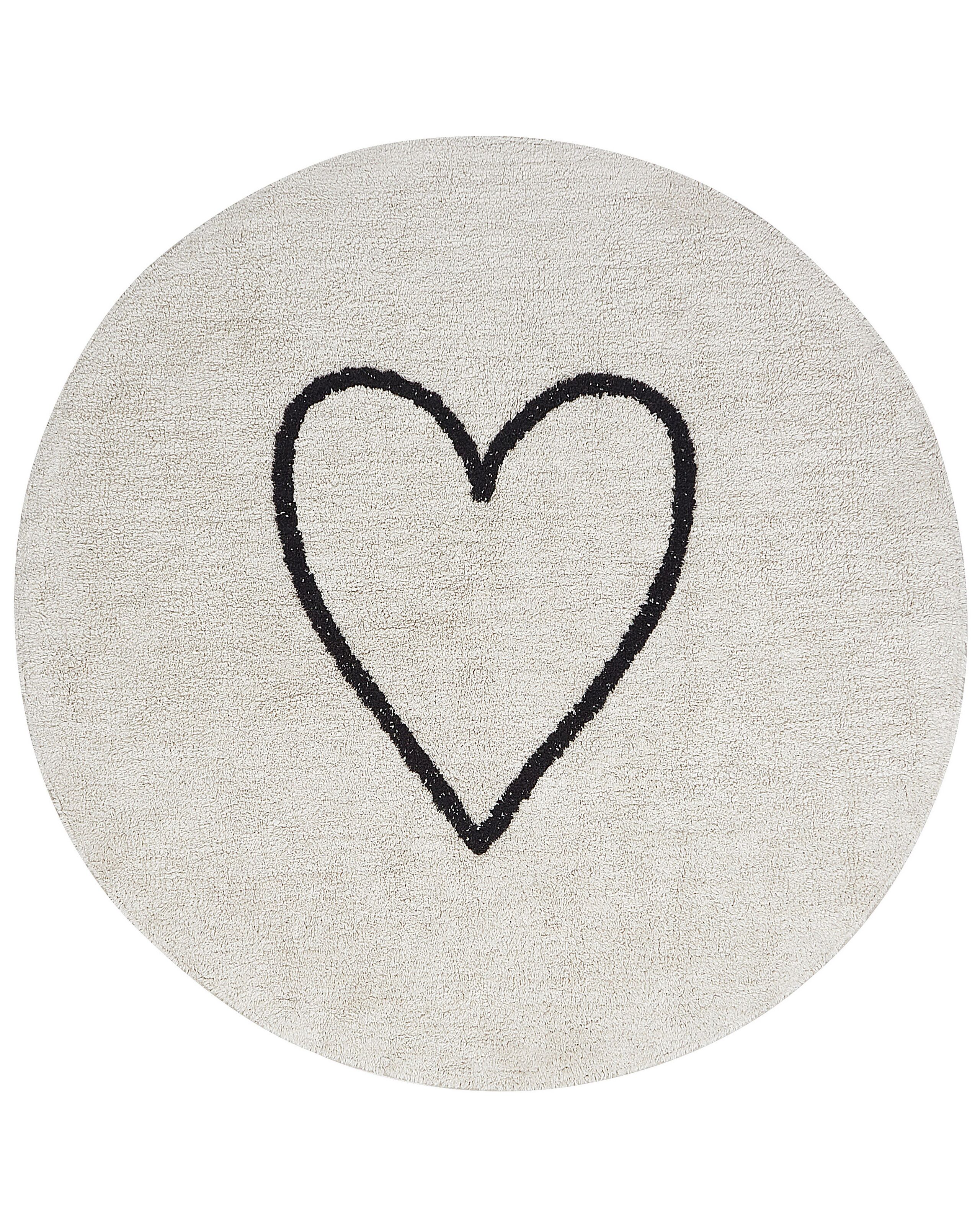 Round Cotton Area Rug 140cm Beige and Black