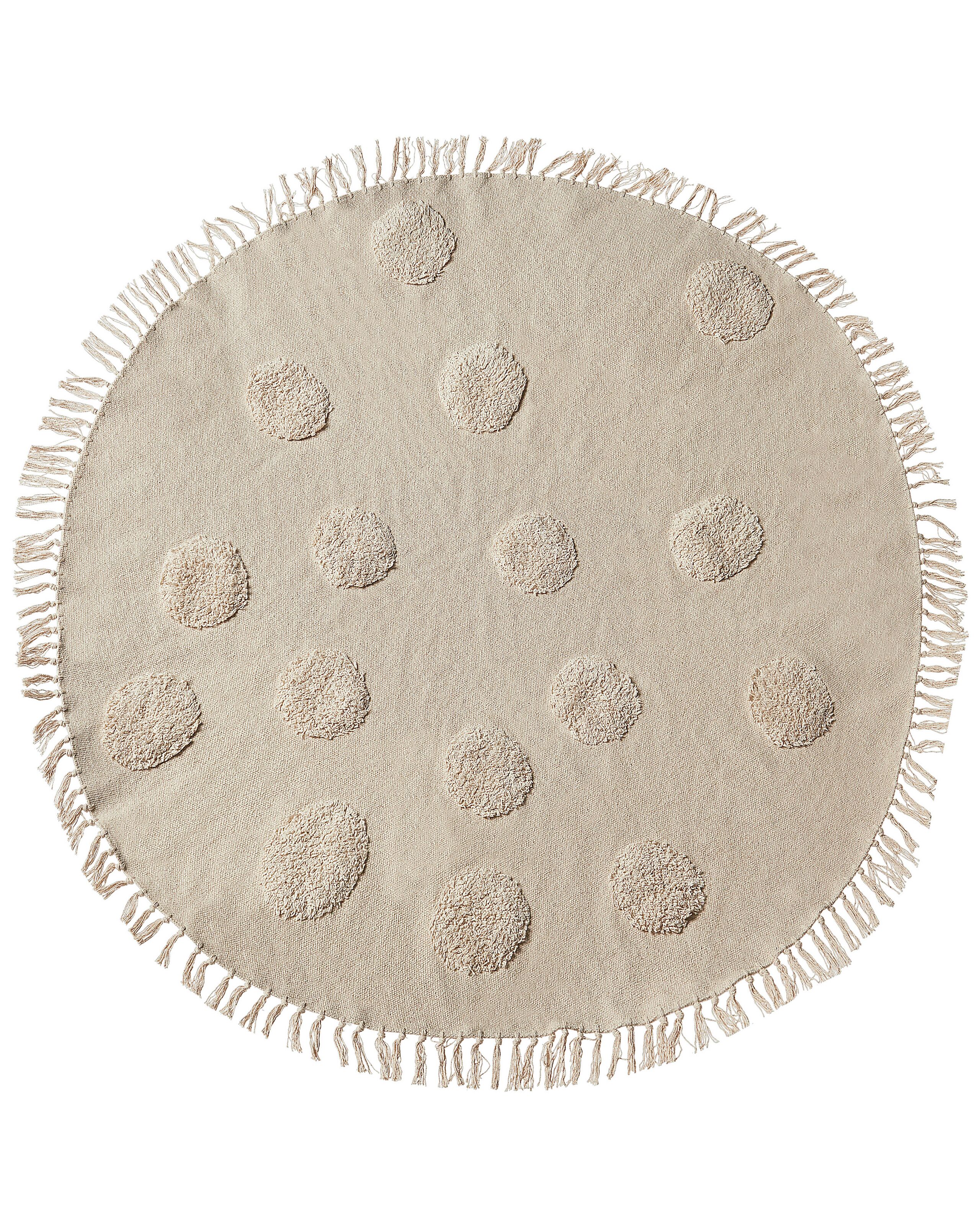 Round Cotton Area Rug 140cm Beige