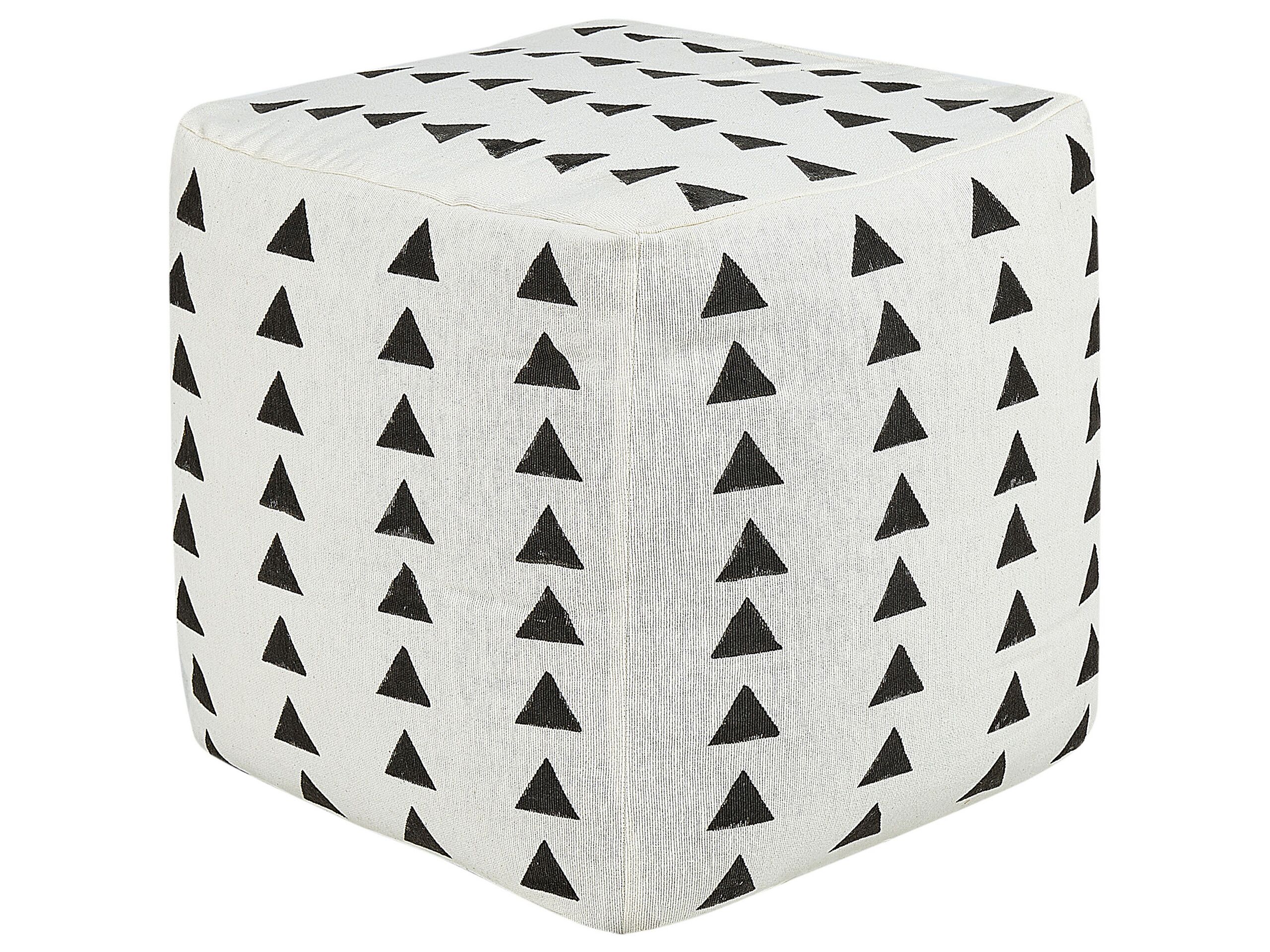 Cotton Pouffe 45 x 45 cm White and Black TARODI