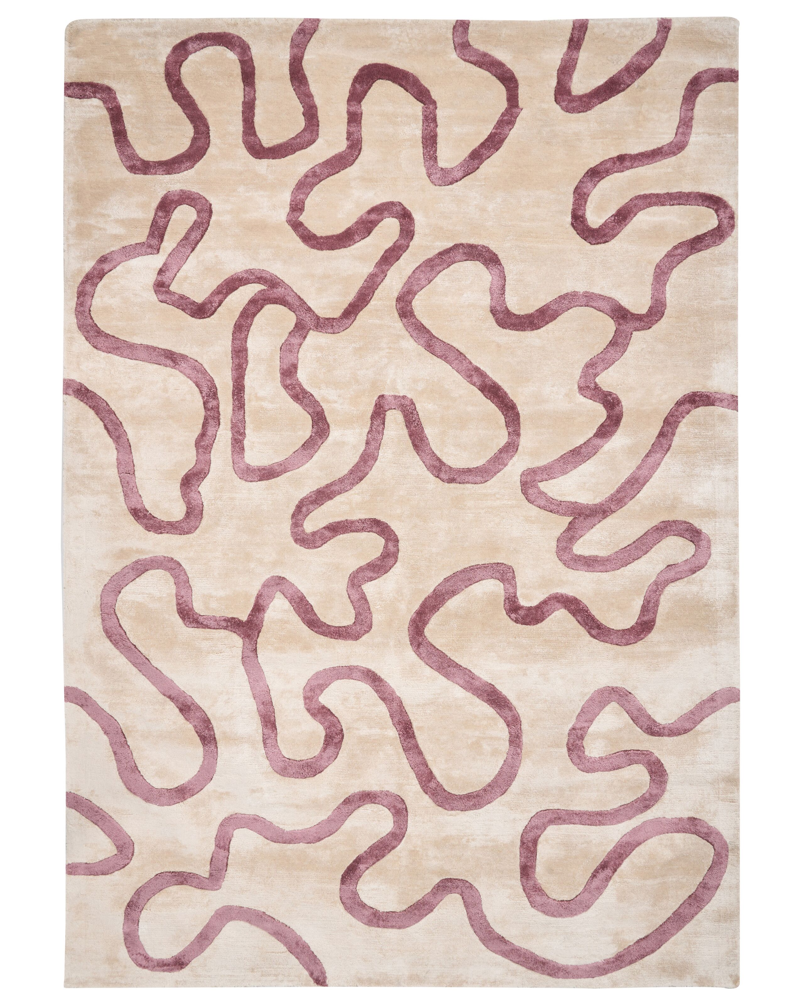 Viscose Area Rug Abstract Pattern 160x230cm Beige and Pink