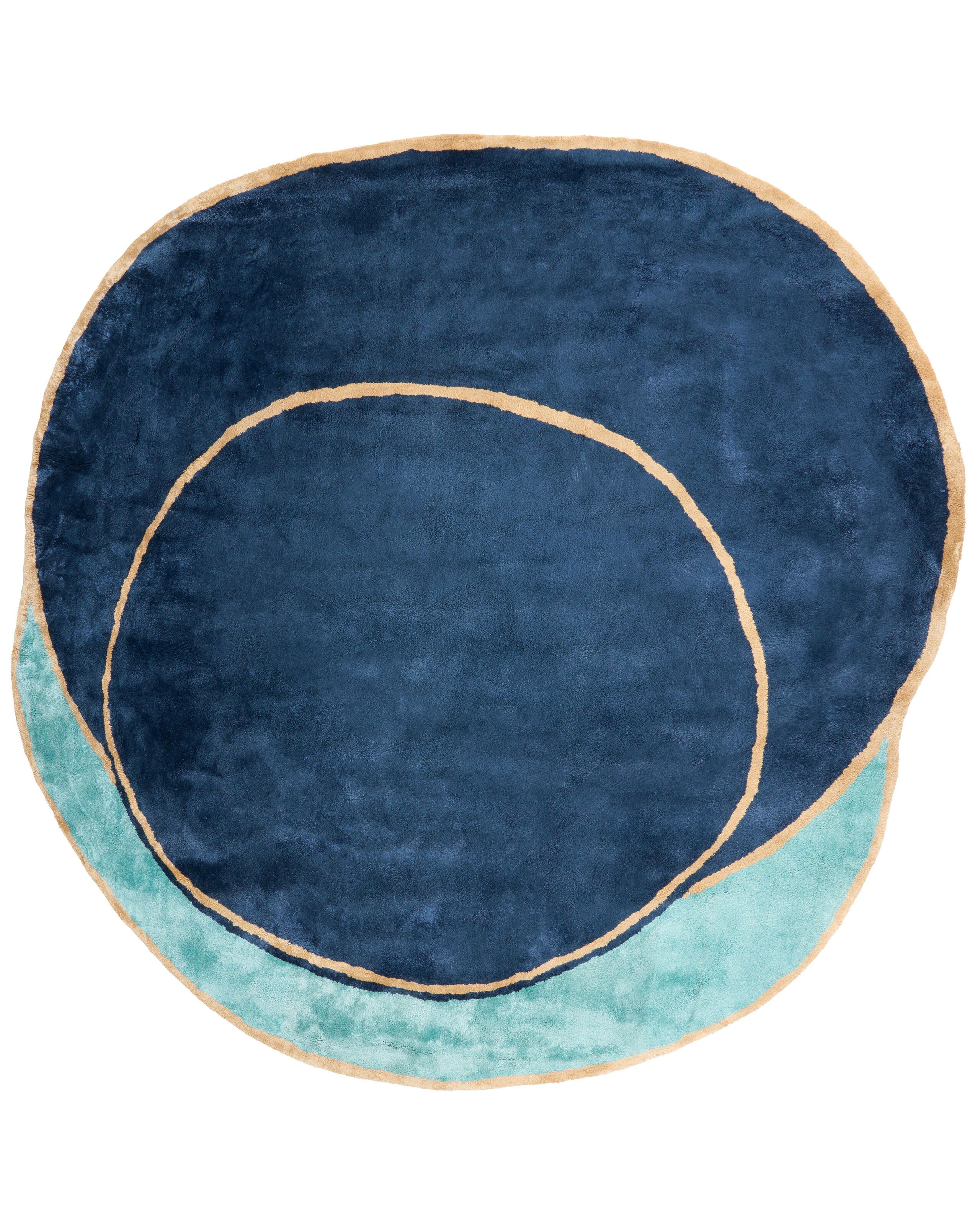Viscose Area Rug 200x200cm Navy Blue