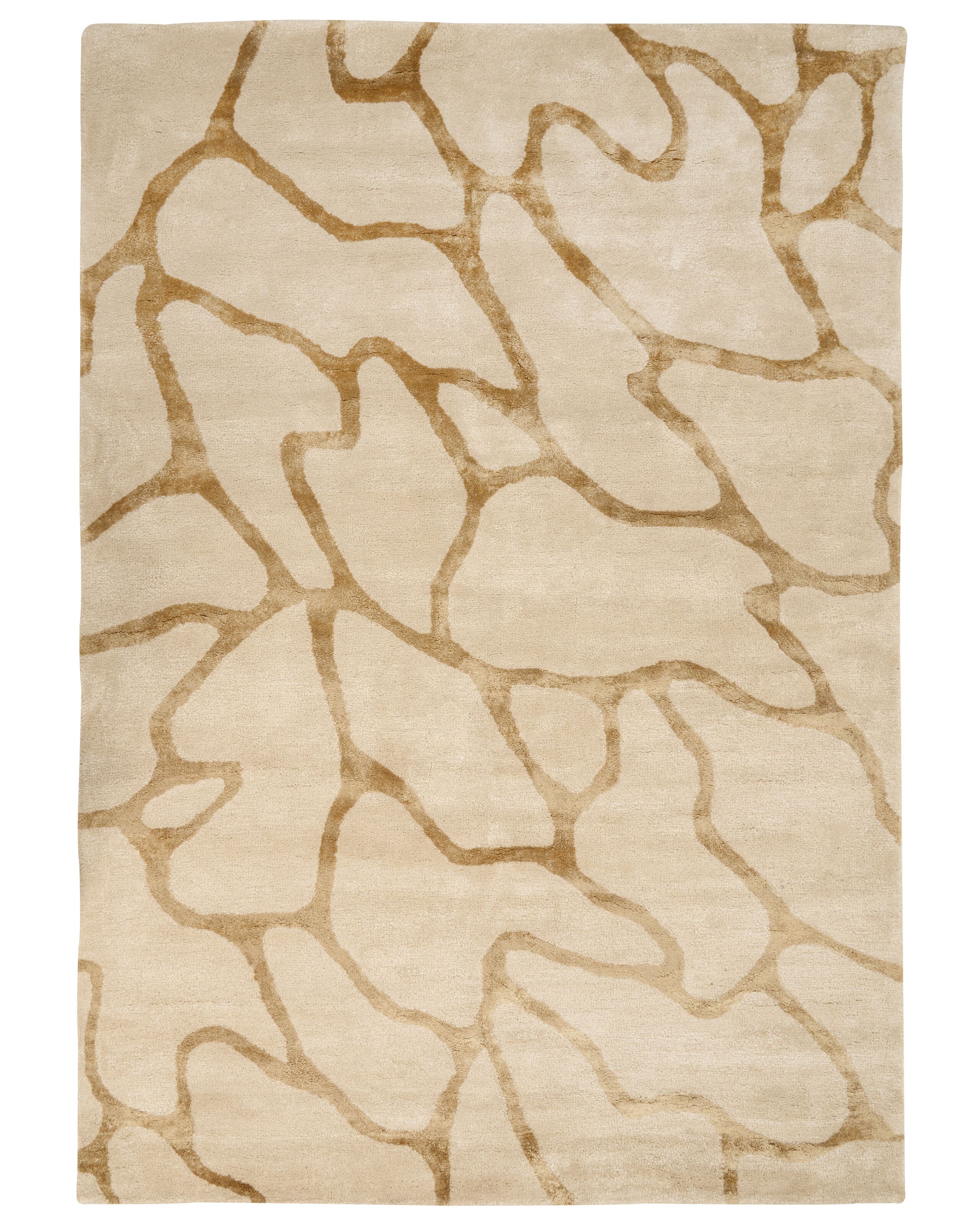 Viscose Area Rug Geometric Pattern 160x230cm Beige