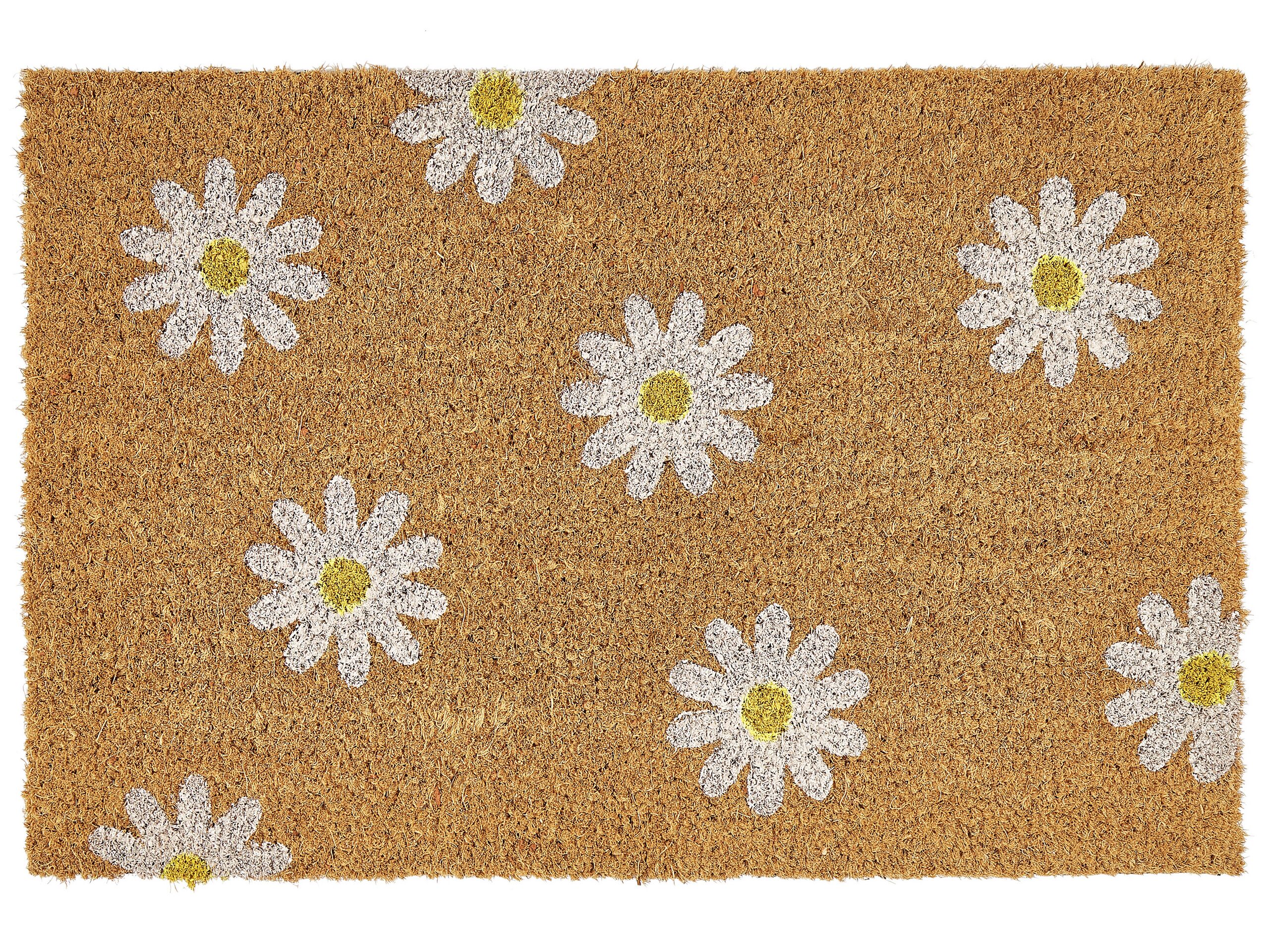 Coir Doormat Daisy Pattern Natural TOPKO