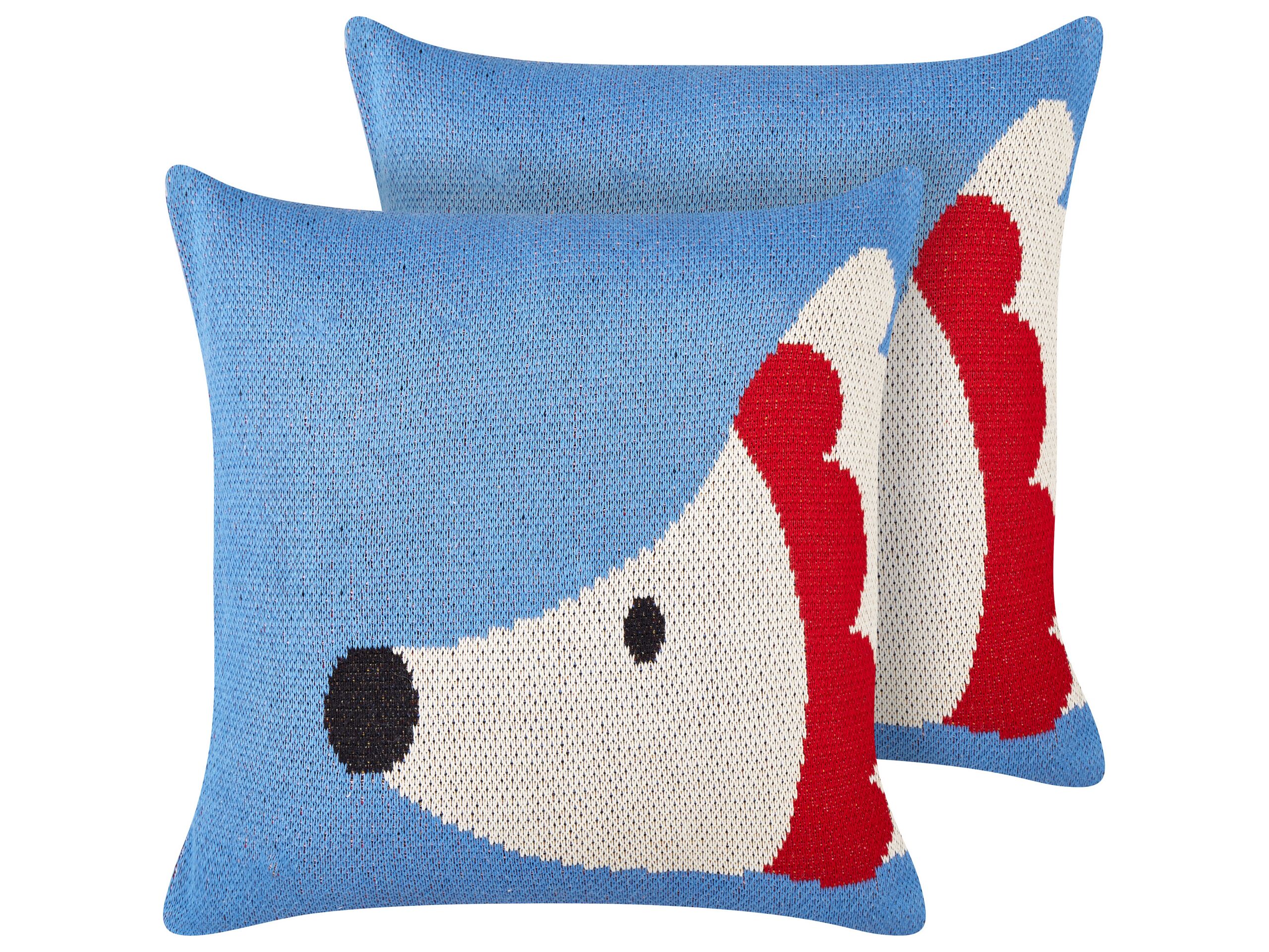 Set of 2 Cotton Cushions Hedgehog Motif 45x45cm Blue