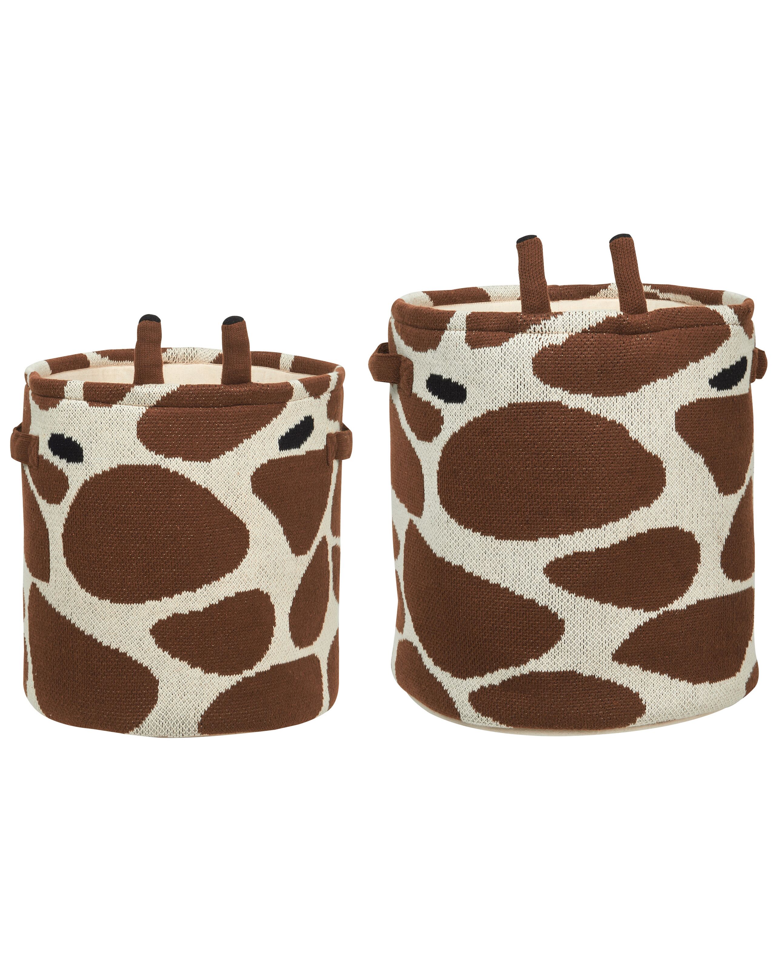 Set of 2 Cotton Baskets Beige and Brown