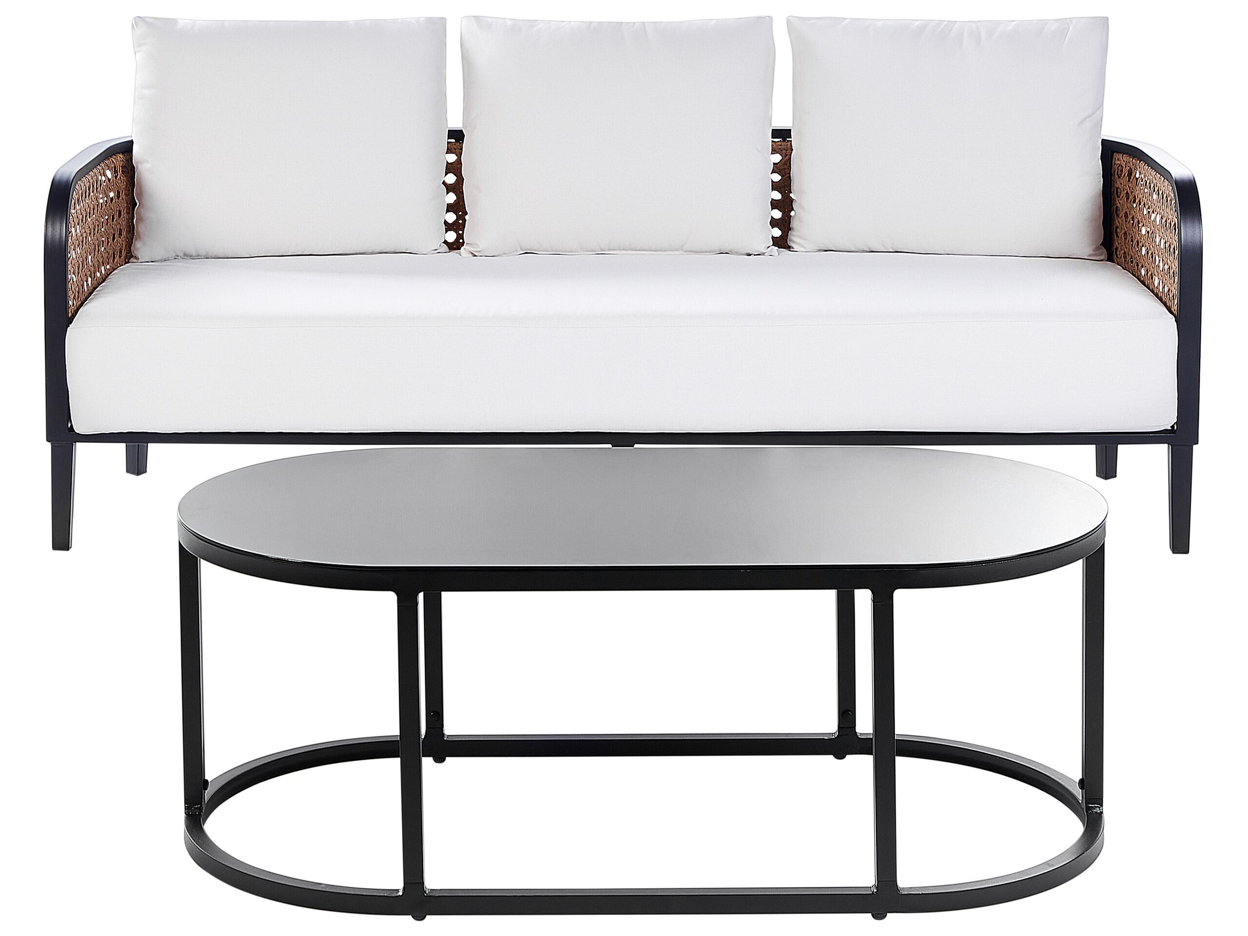 3 Seater Aluminium Garden Sofa Off-White MONTEFALCO