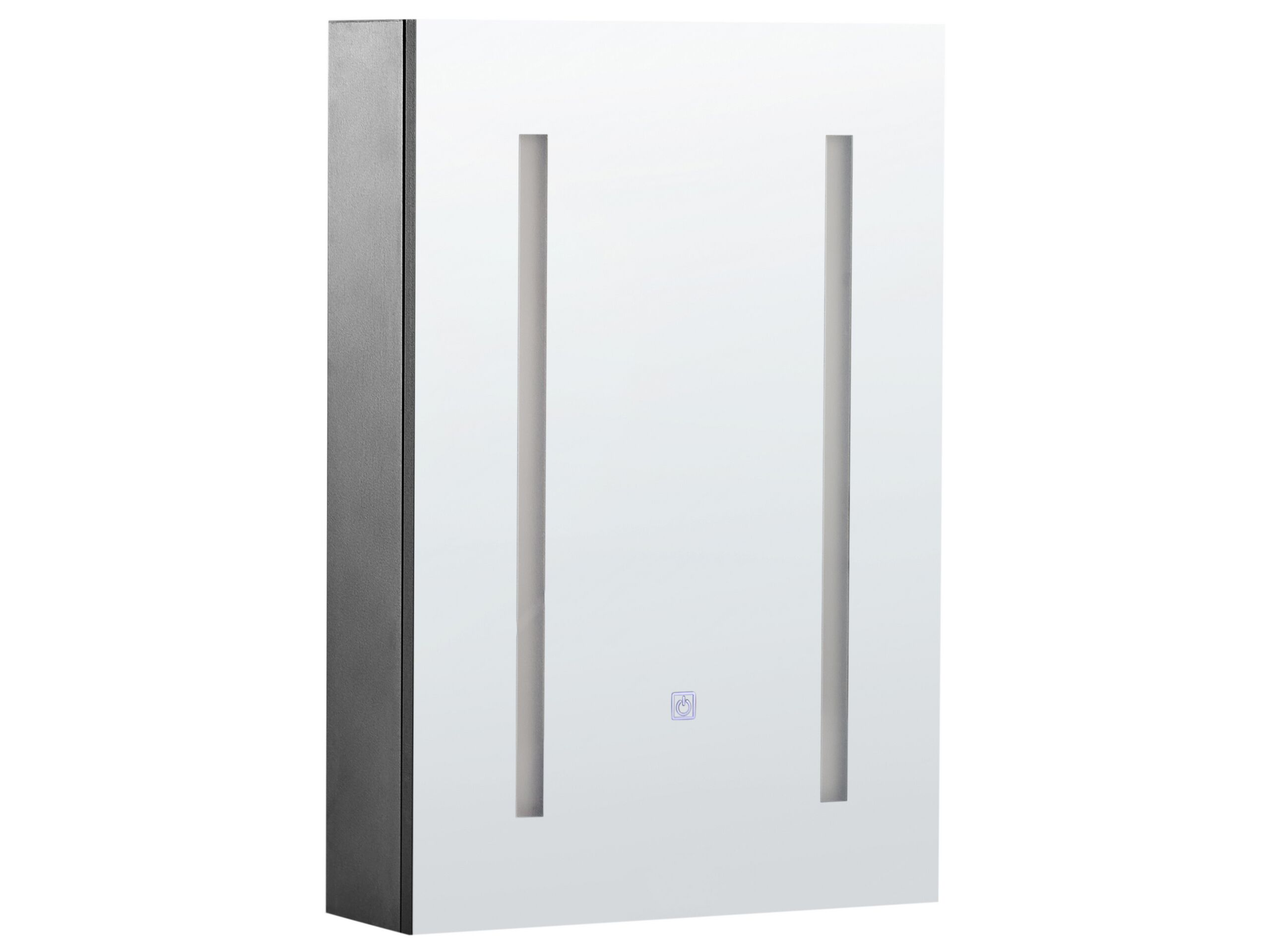 Bathroom Wall Mounted Mirror Cabinet with LED 40 x 60 cm Black CAMERON