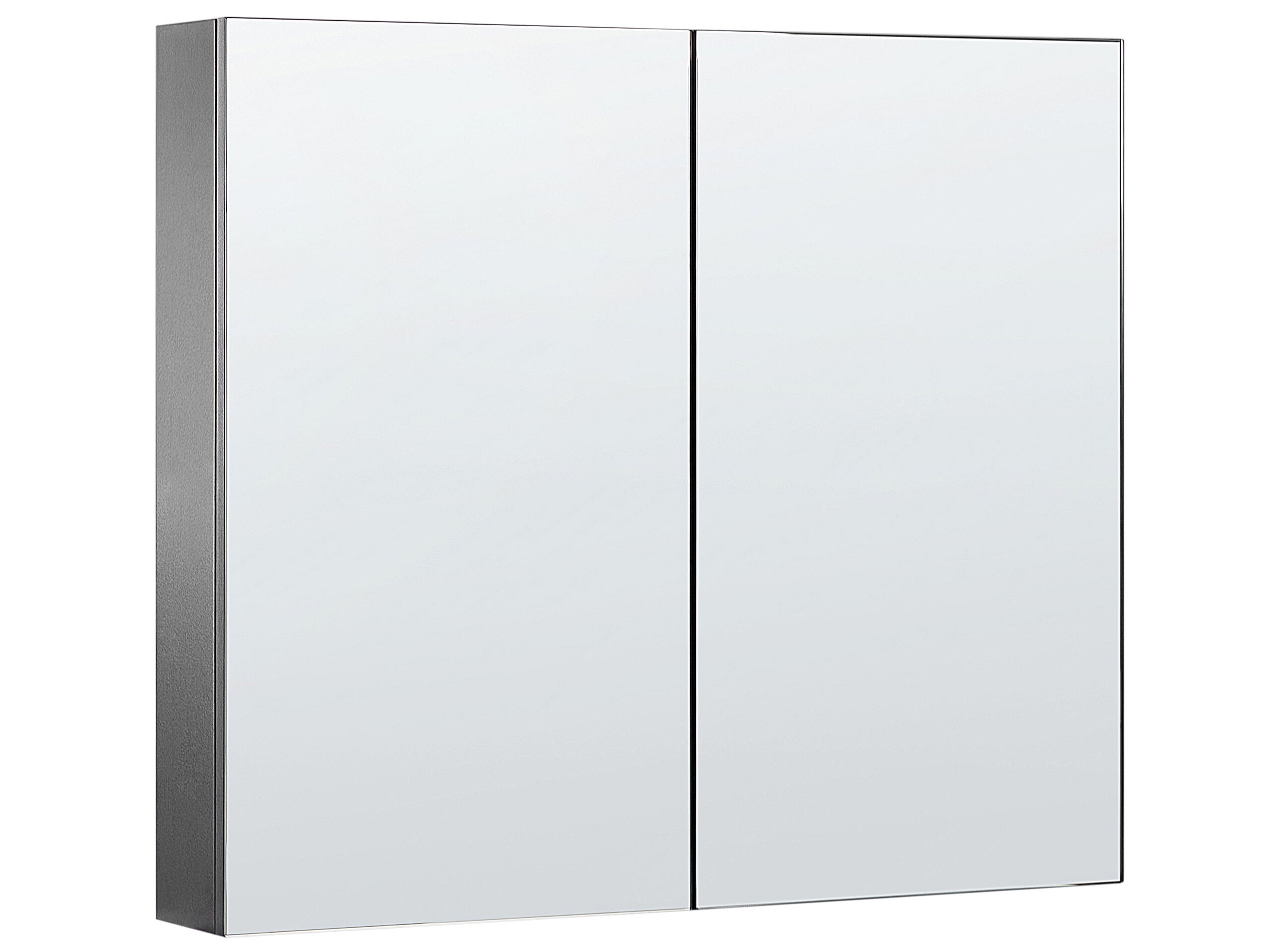 Bathroom Wall Mounted Mirror Cabinet 80 x 70 cm Black NAVARRA