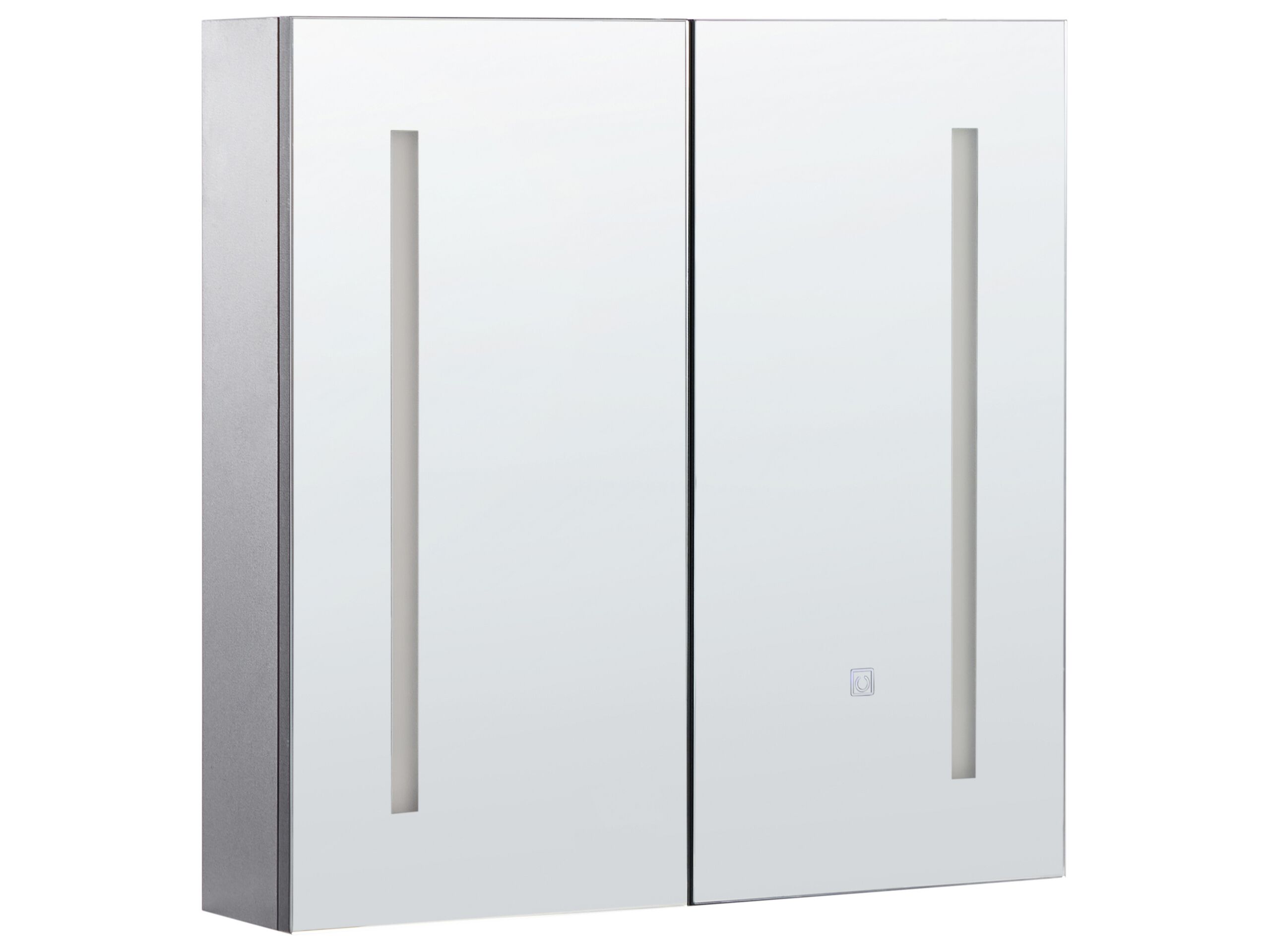 Bathroom Wall Mounted Mirror Cabinet with LED 60 x 60 cm Black CHABUNCO