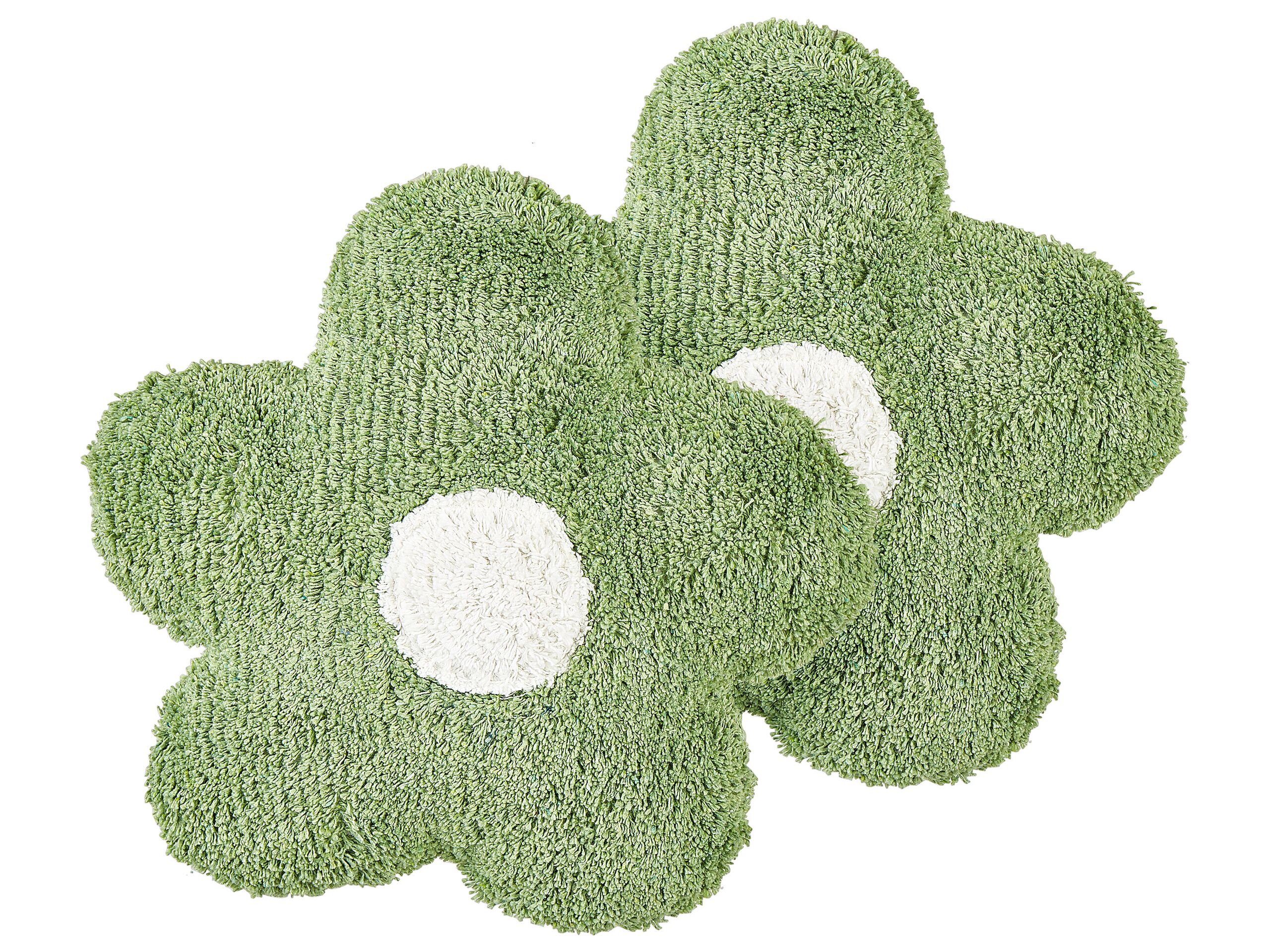 Set of 2 Cotton Kids Flower Cushions 30x30cm Green