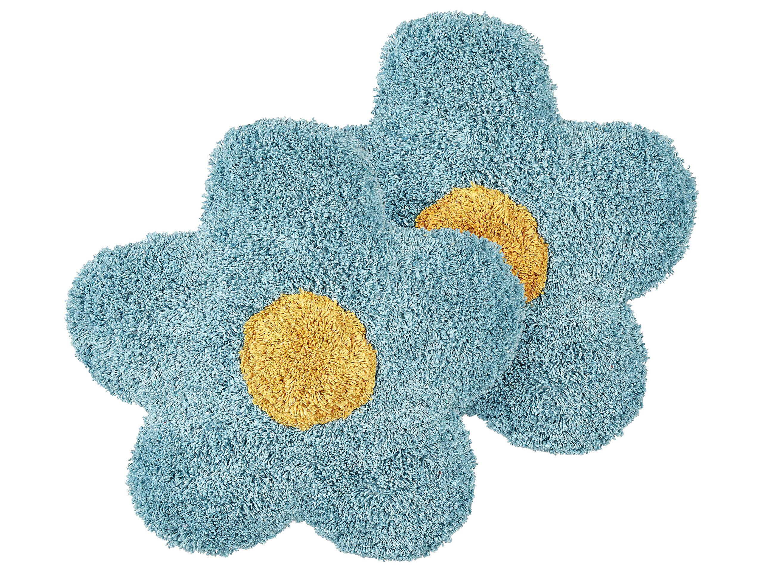 Set of 2 Cotton Kids Flower Cushions 30x30cm Blue