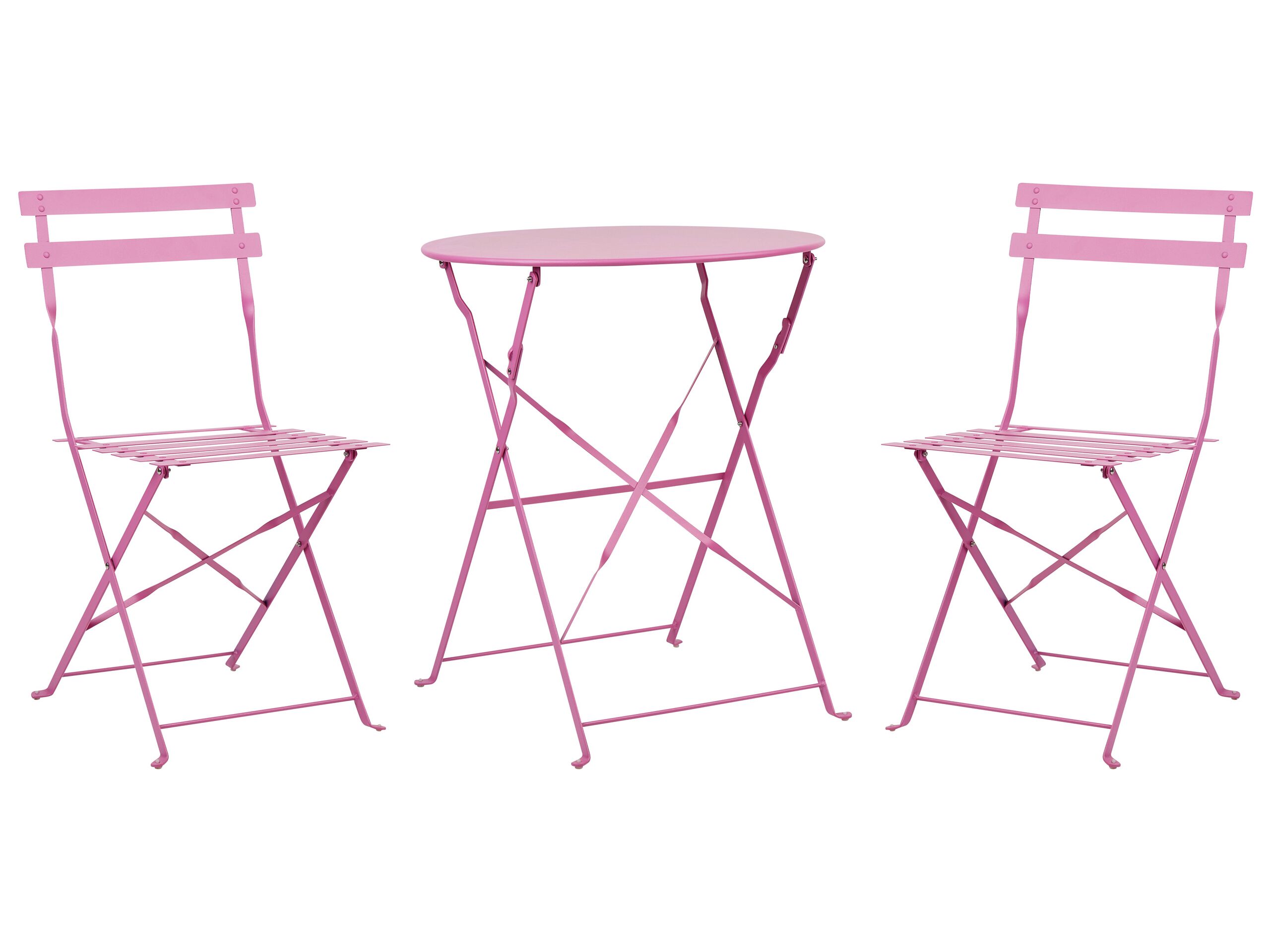 Steel Garden Bistro Set Pink FIORI