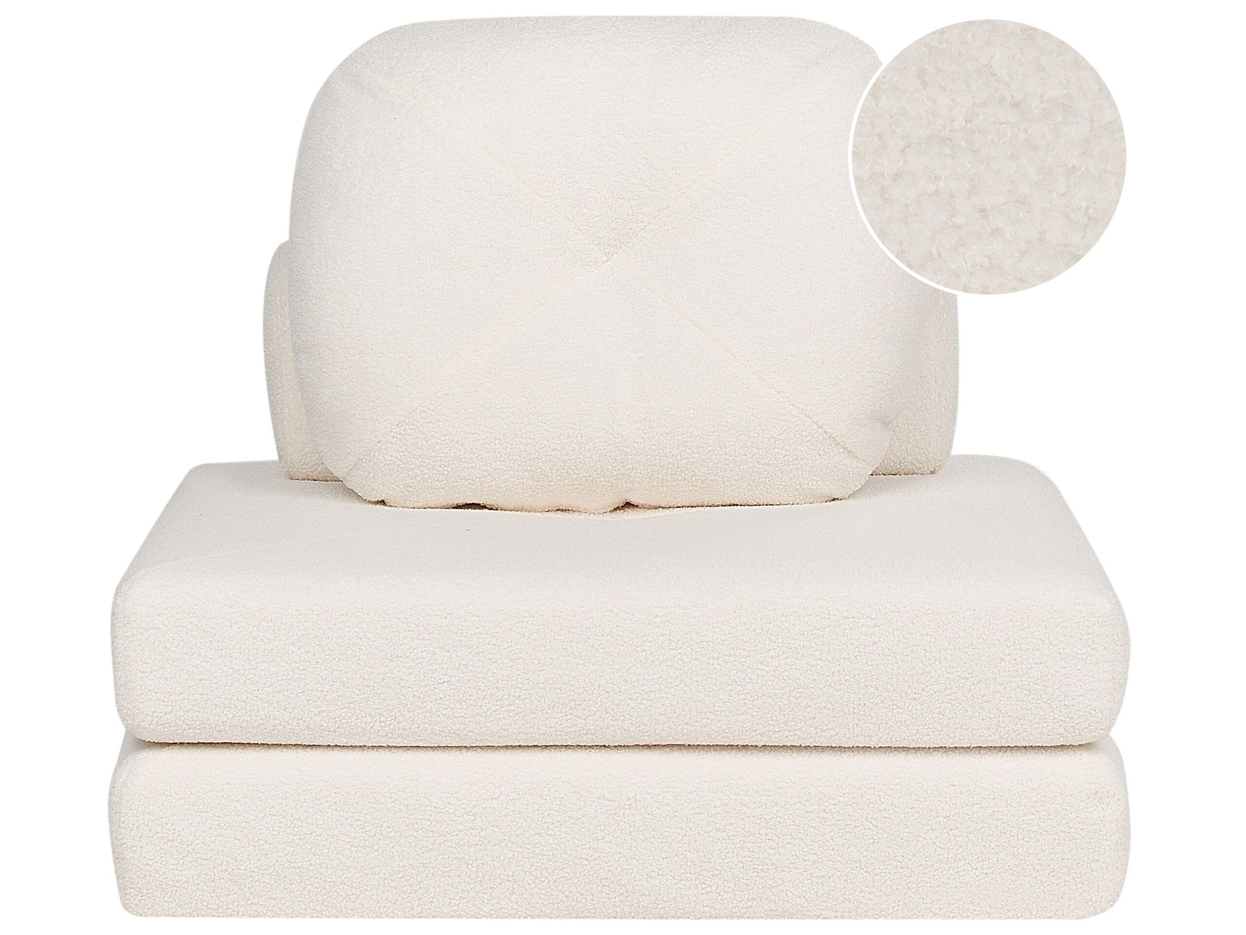 Boucle Single Sofa Bed White OLDEN