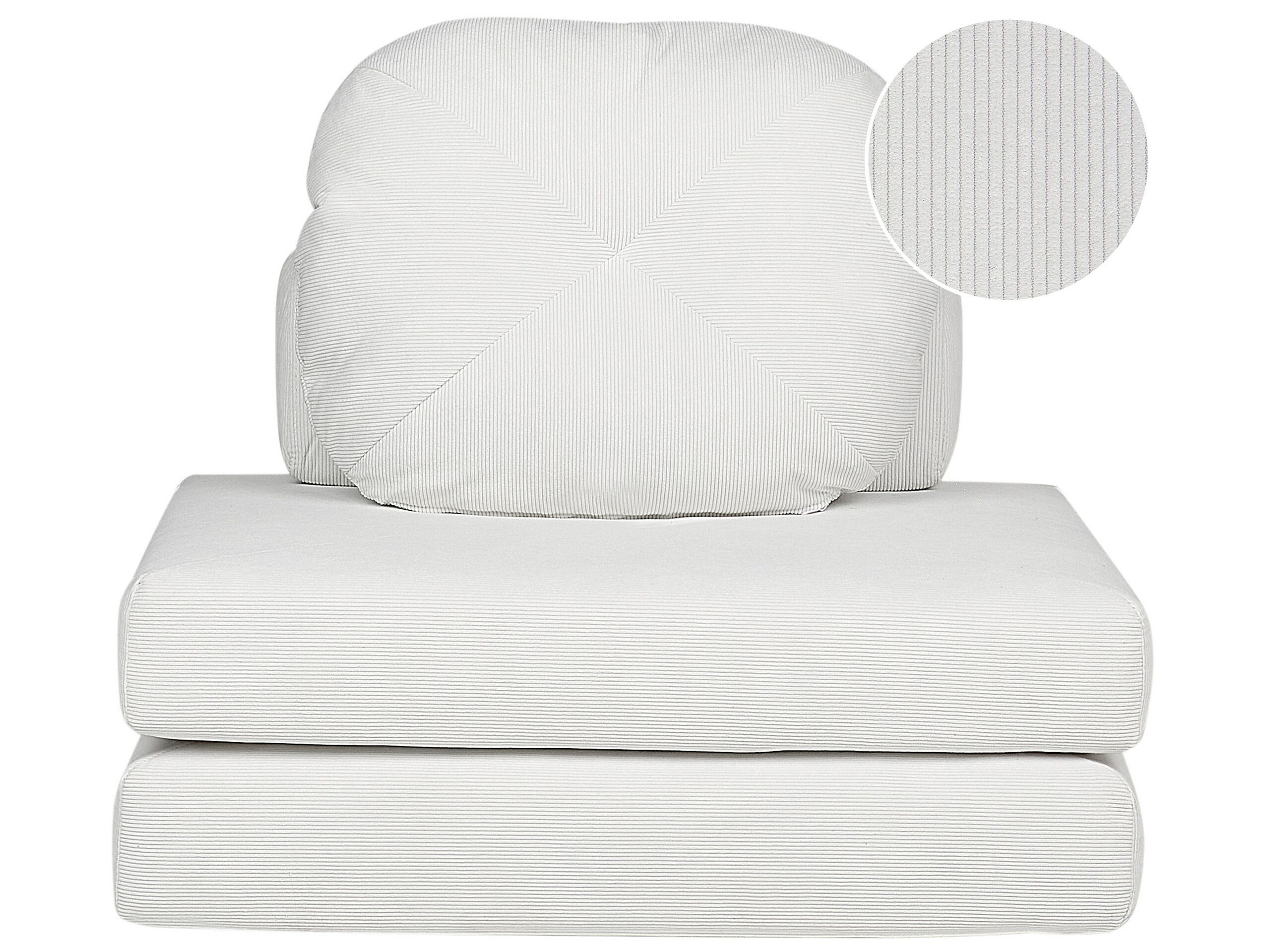 Jumbo Cord Single Sofa Bed White OLDEN