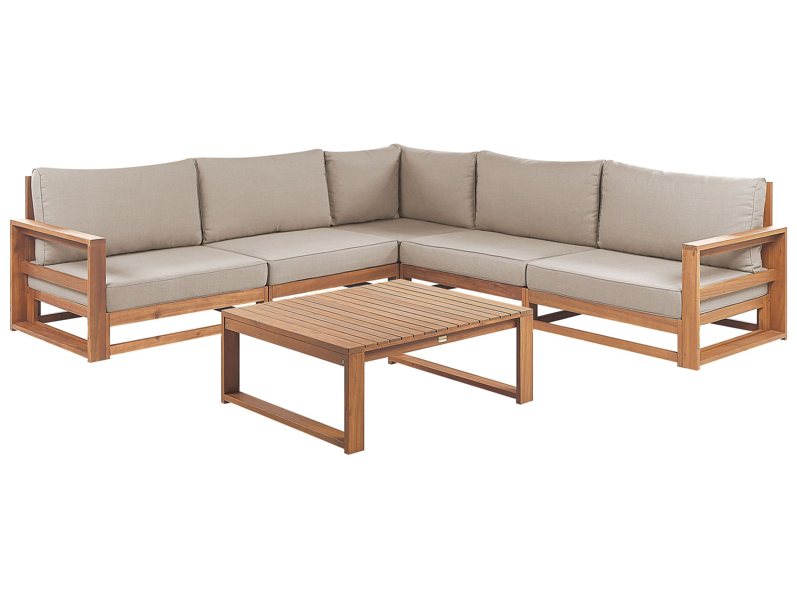 5 Seater Certified Acacia Wood Garden Corner Sofa Set Light TIMOR II