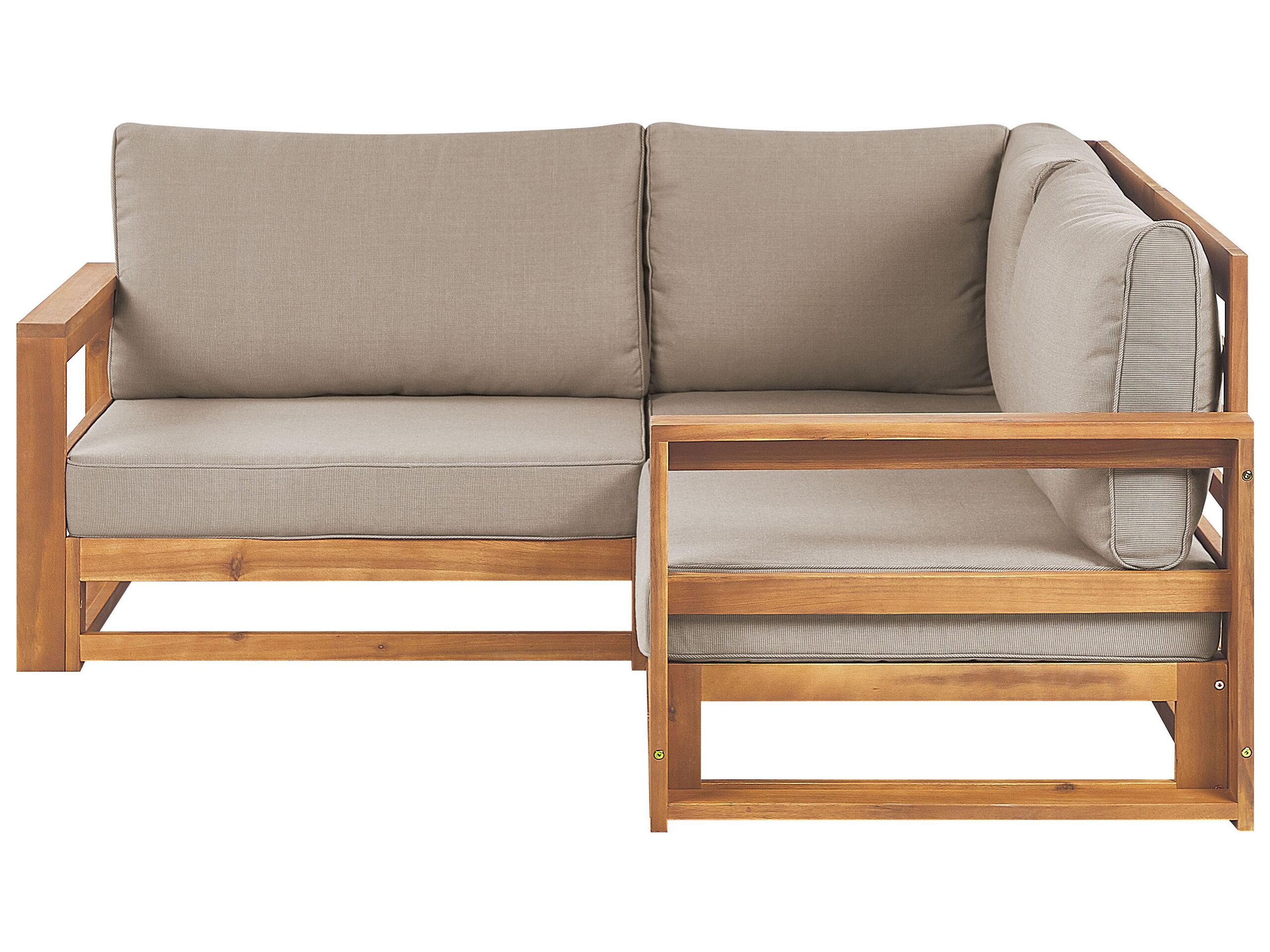 2 Seater Certified Acacia Wood Garden Corner Sofa Light TIMOR II