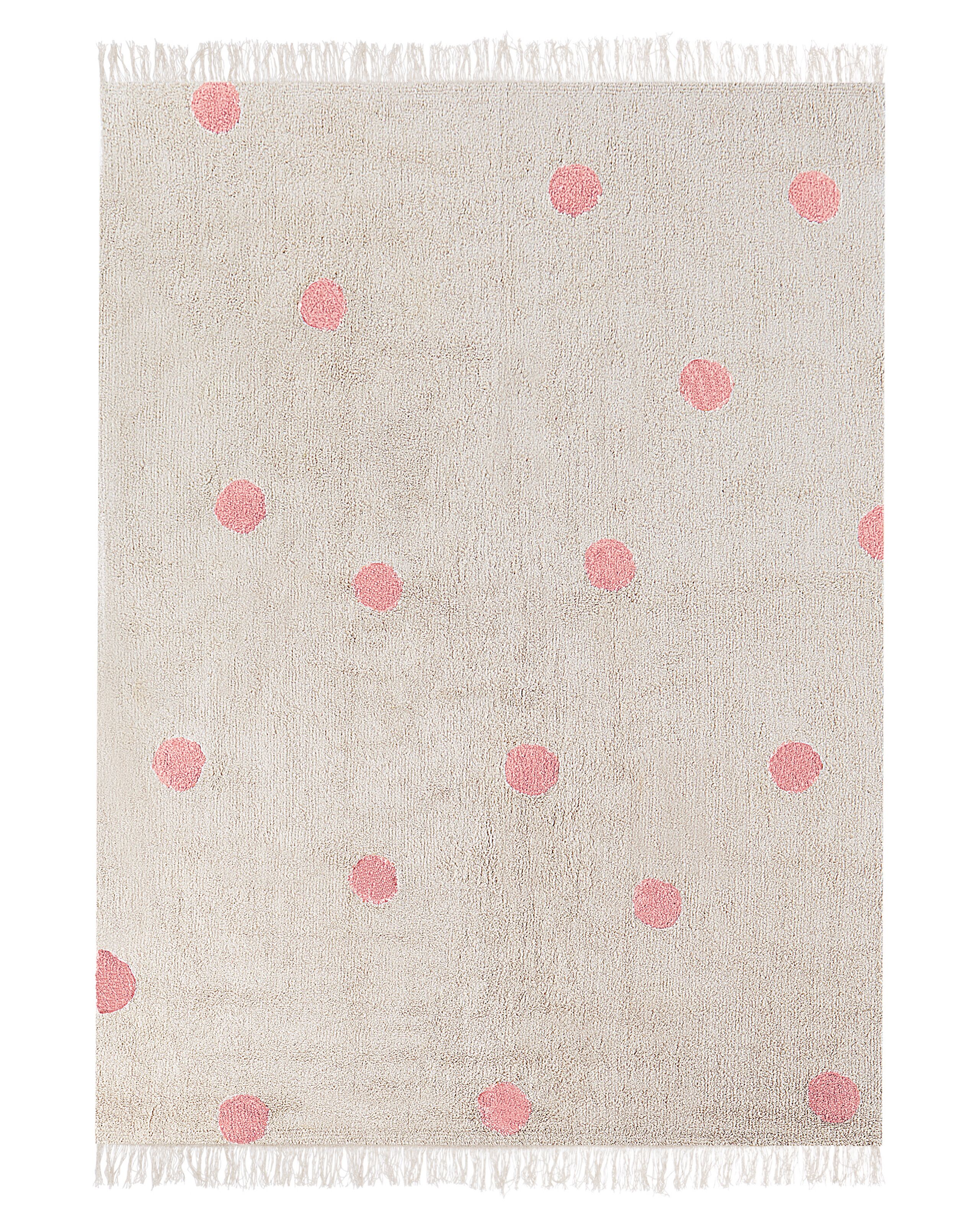 Cotton Kids Rug 140x200cm Beige and Pink