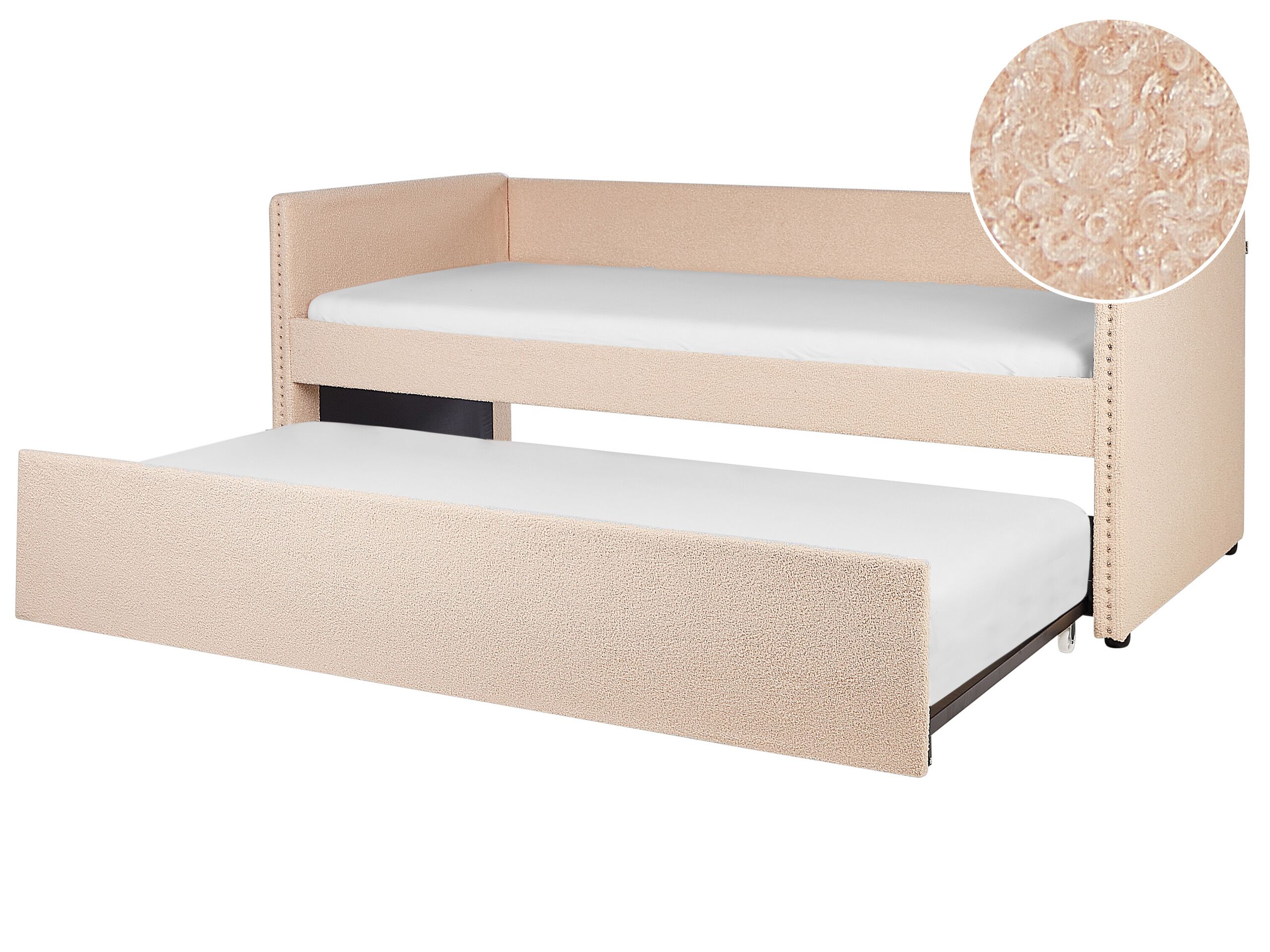 Boucle EU Single Trundle Bed Peach TROYES