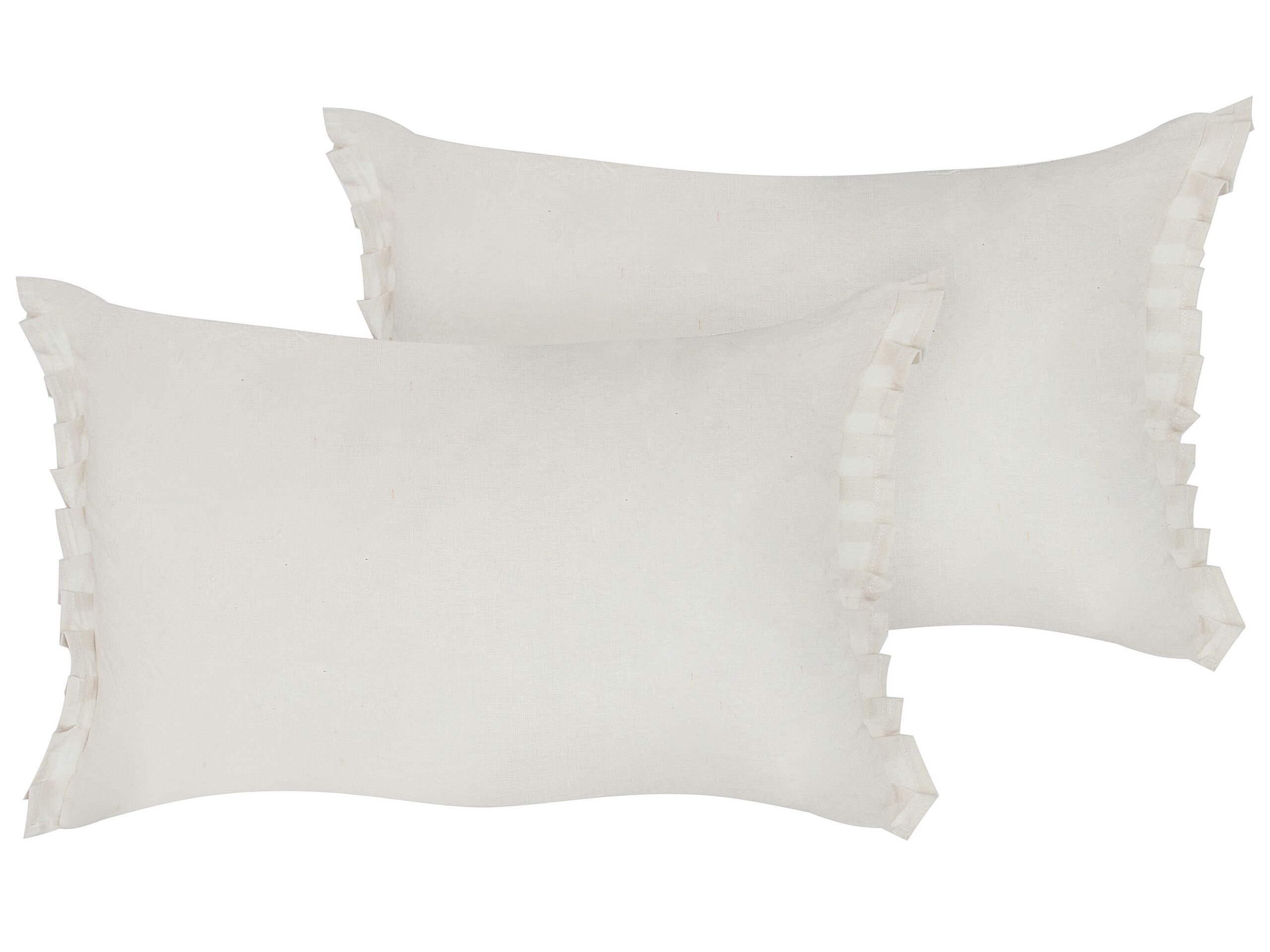 Set of 2 Linen Cushions 30x45cm Off - White