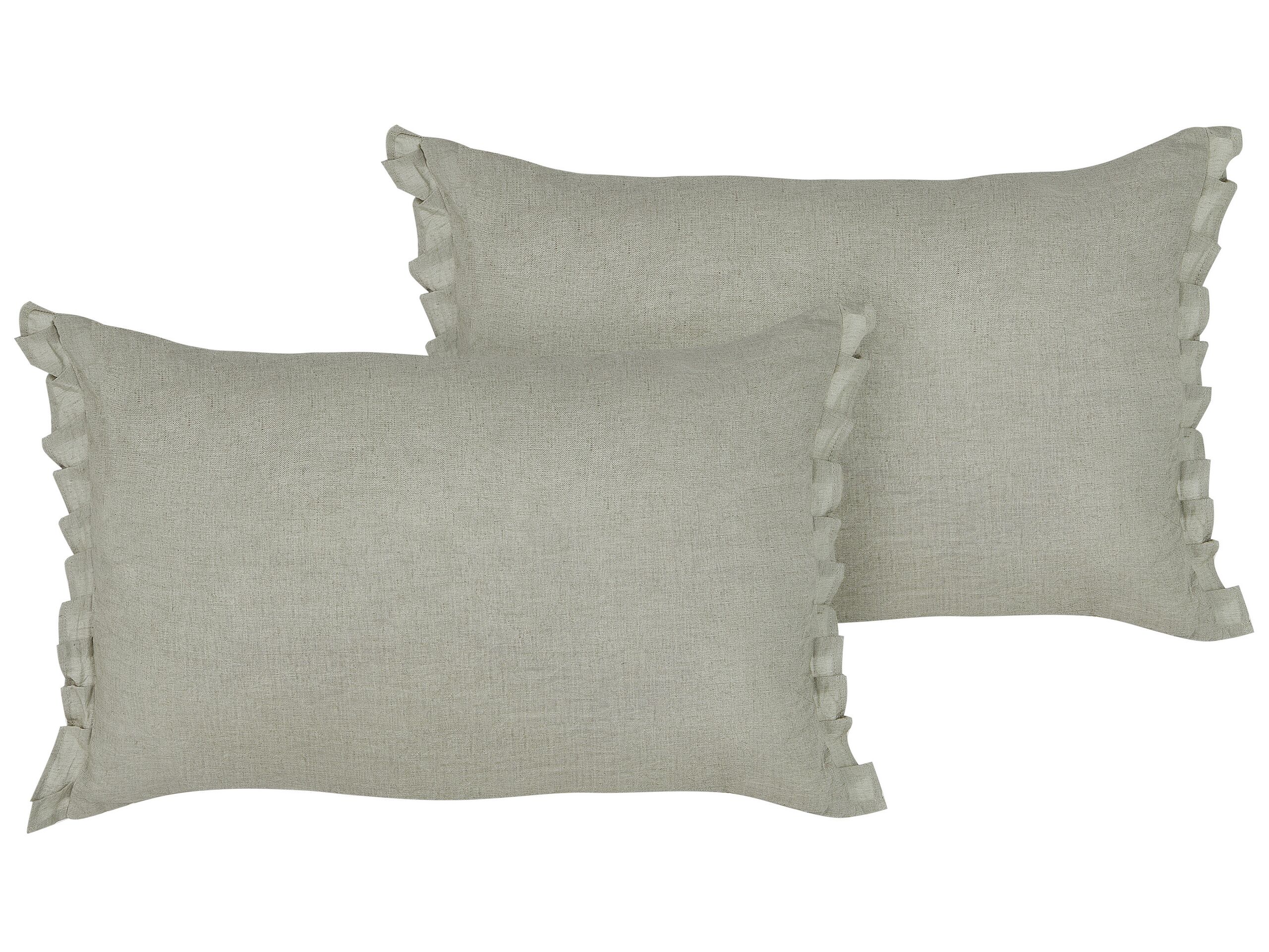 Set of 2 Linen Cushions 30x45cm Light Grey