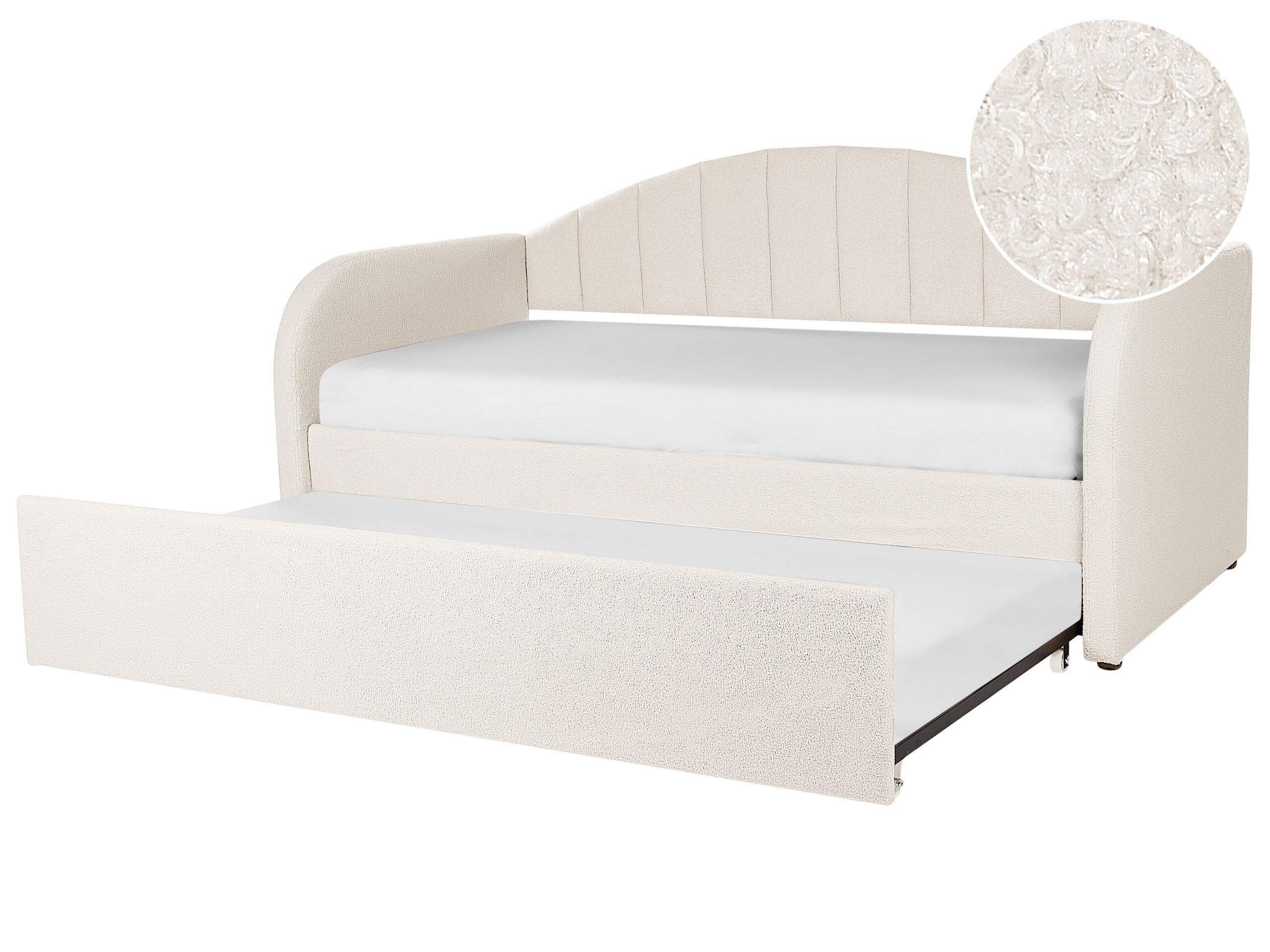 Boucle EU Single Trundle Bed Light Beige EYBURIE
