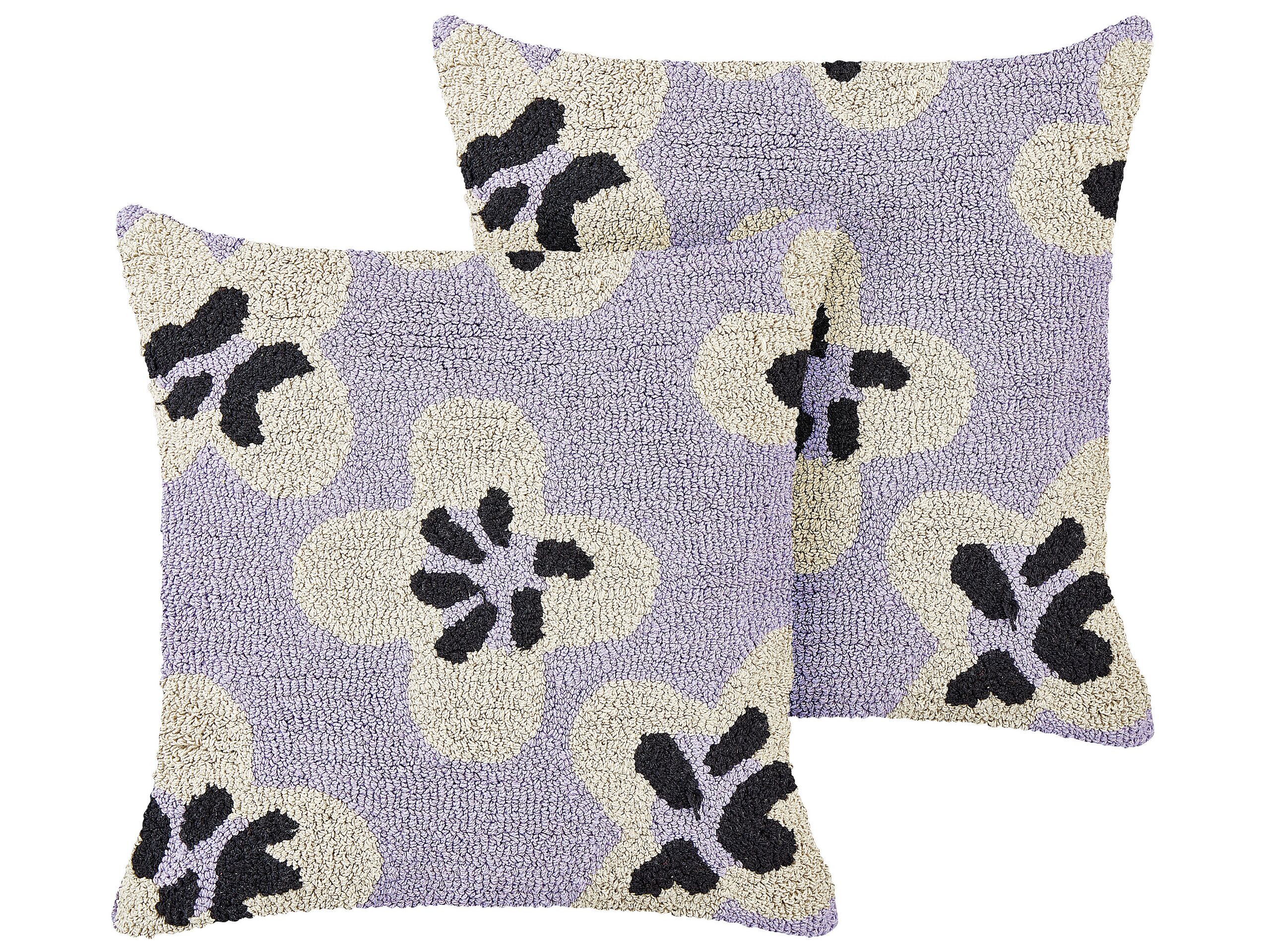 Set of 2 Cotton Kids Cushions Flowers Pattern 45x45cm Purple