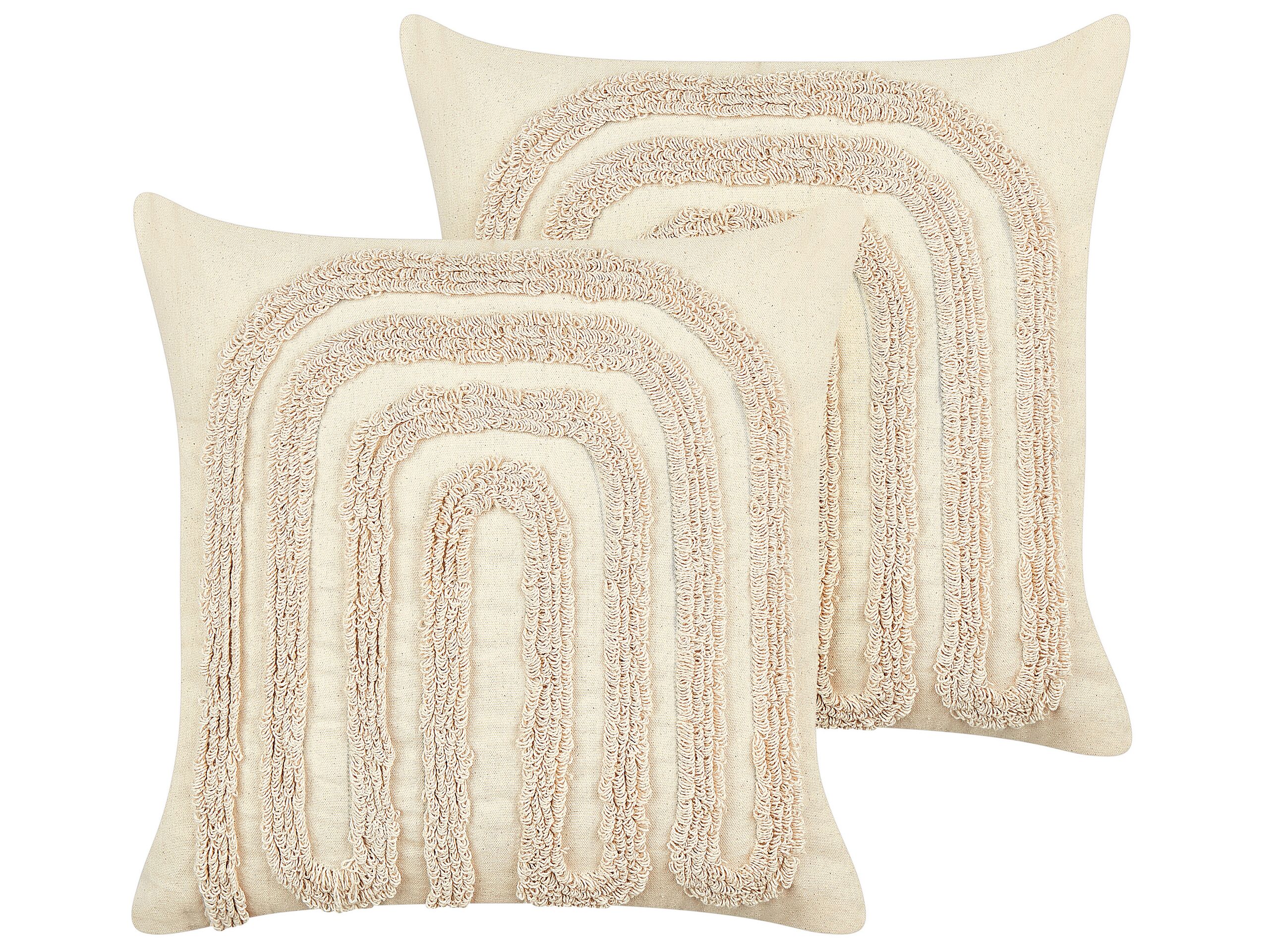 Set of 2 Cotton Tufted Cushions 45x45cm Beige