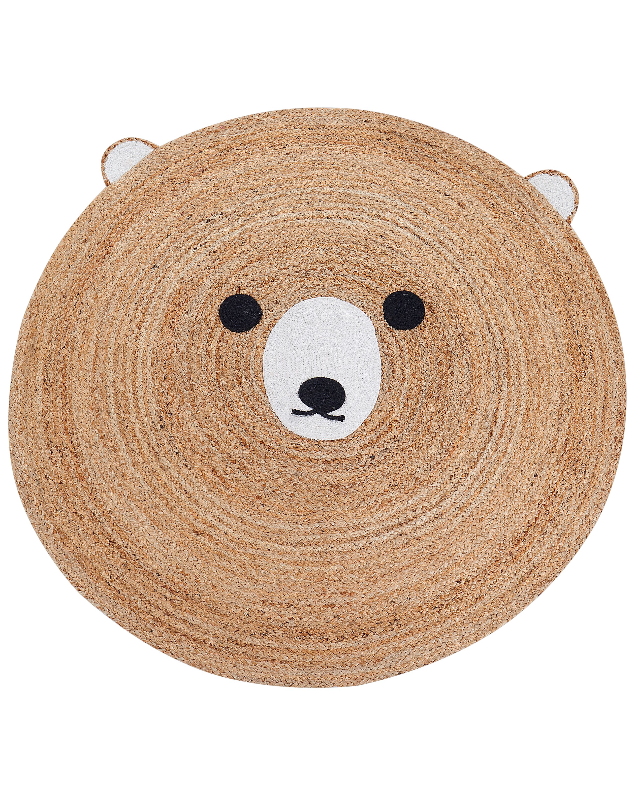 Jute Kids Area Rug Bear 120cm Beige