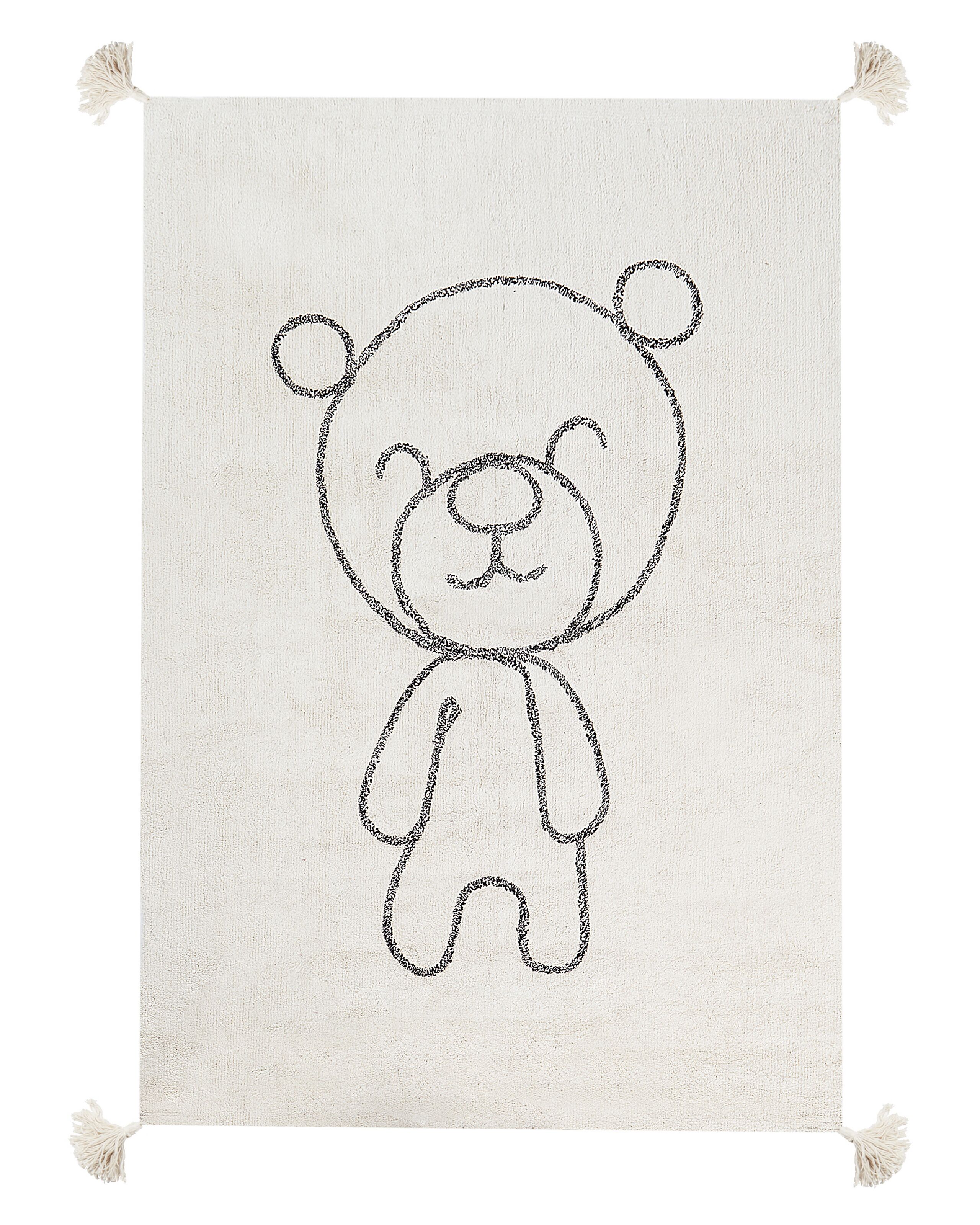 Cotton Kids Rug Teddy Bear Print 140x200cm Beige