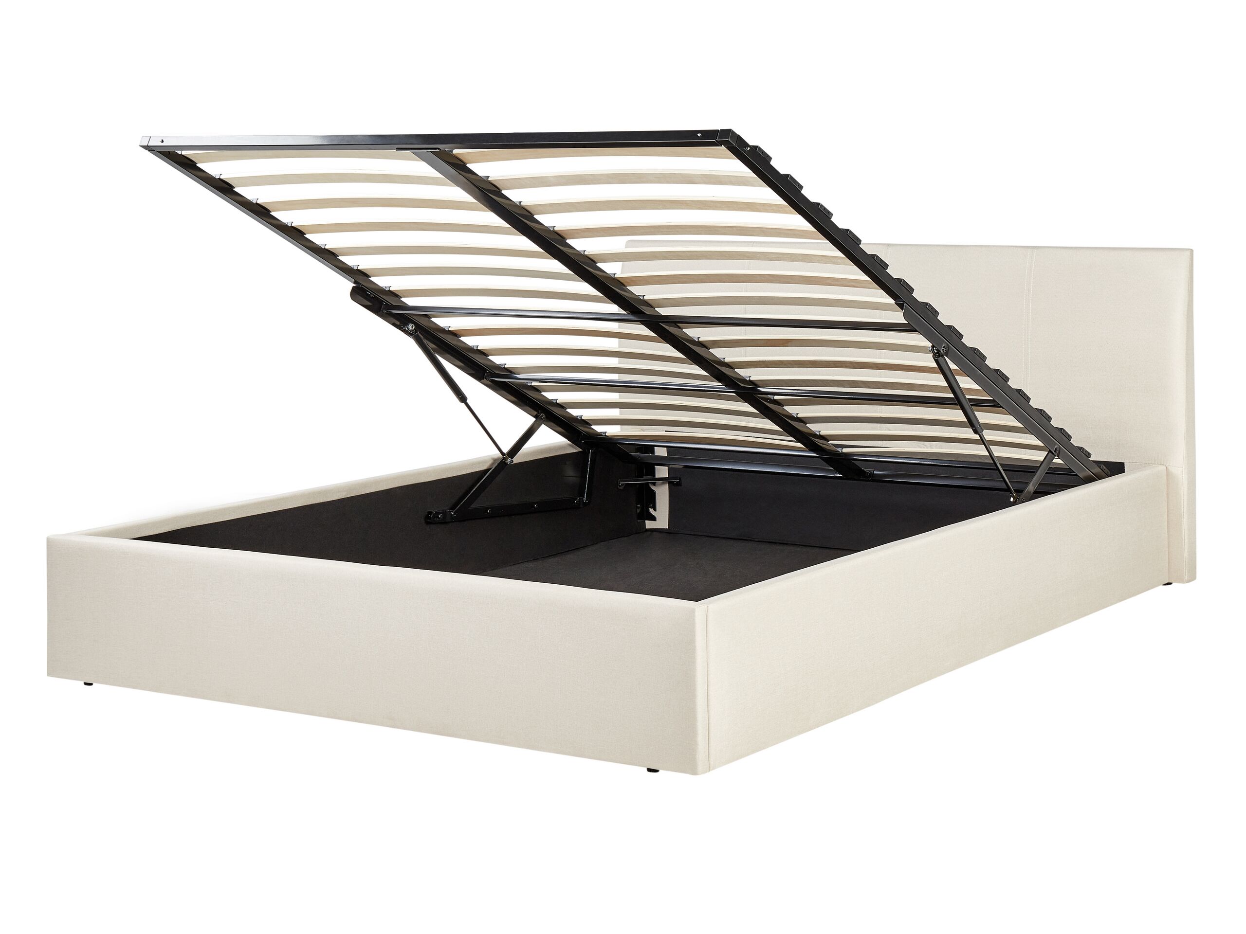 Fabric EU Double Size Ottoman Bed Beige ORBEY