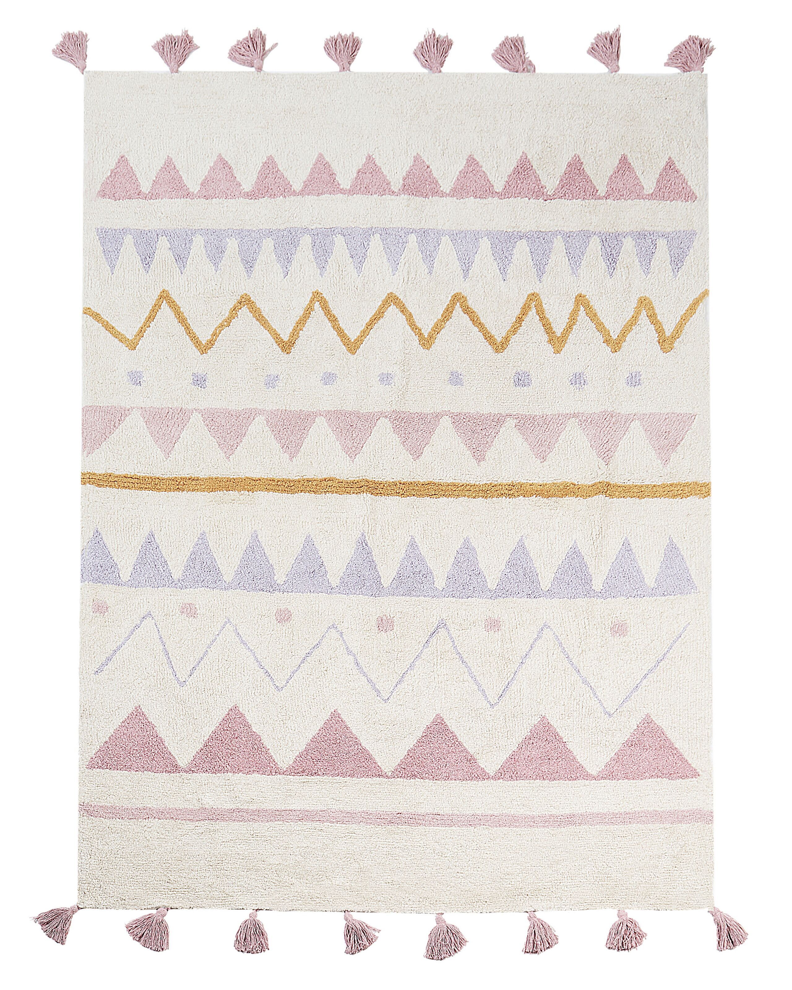 Cotton Kids Rug 140x200cm Beige and Pink