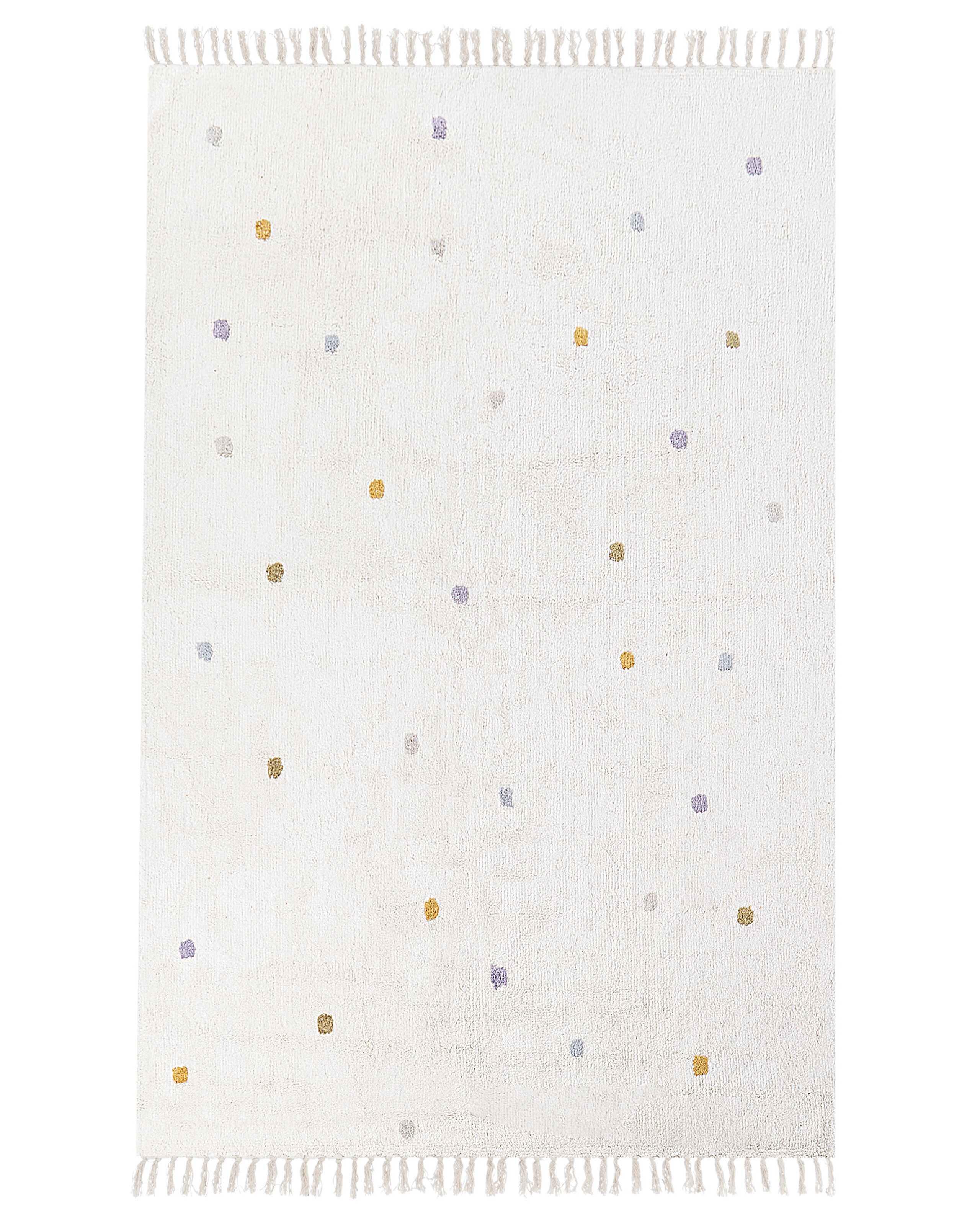 Cotton Area Rug Dotted 140x200cm Off - White