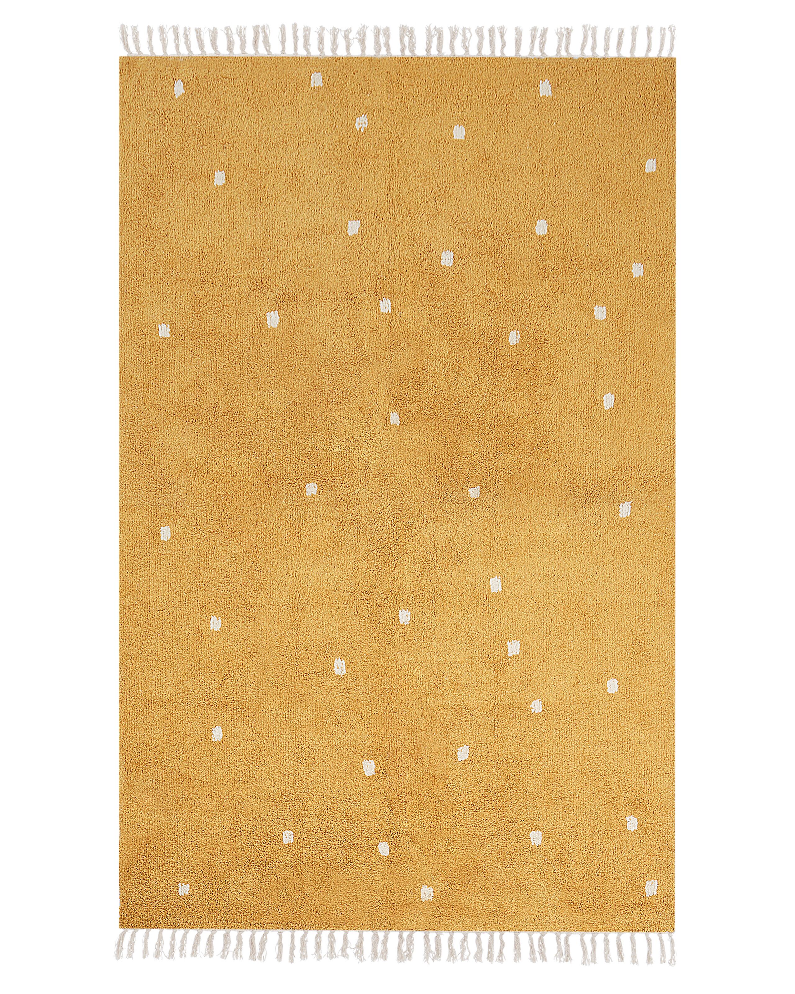 Cotton Area Rug Dotted 140x200cm Yellow