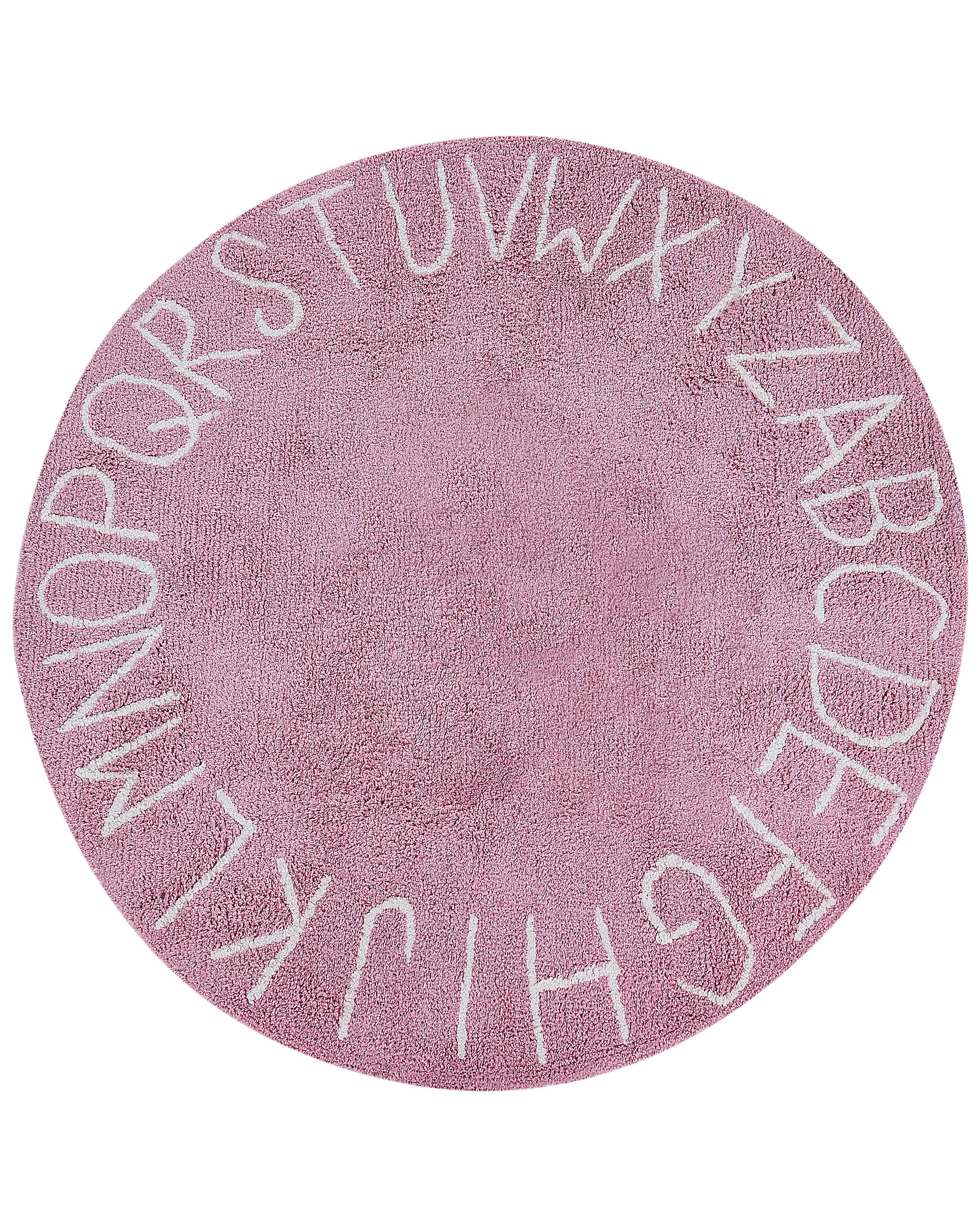 Round Cotton Kids Area Rug 120cm Pink