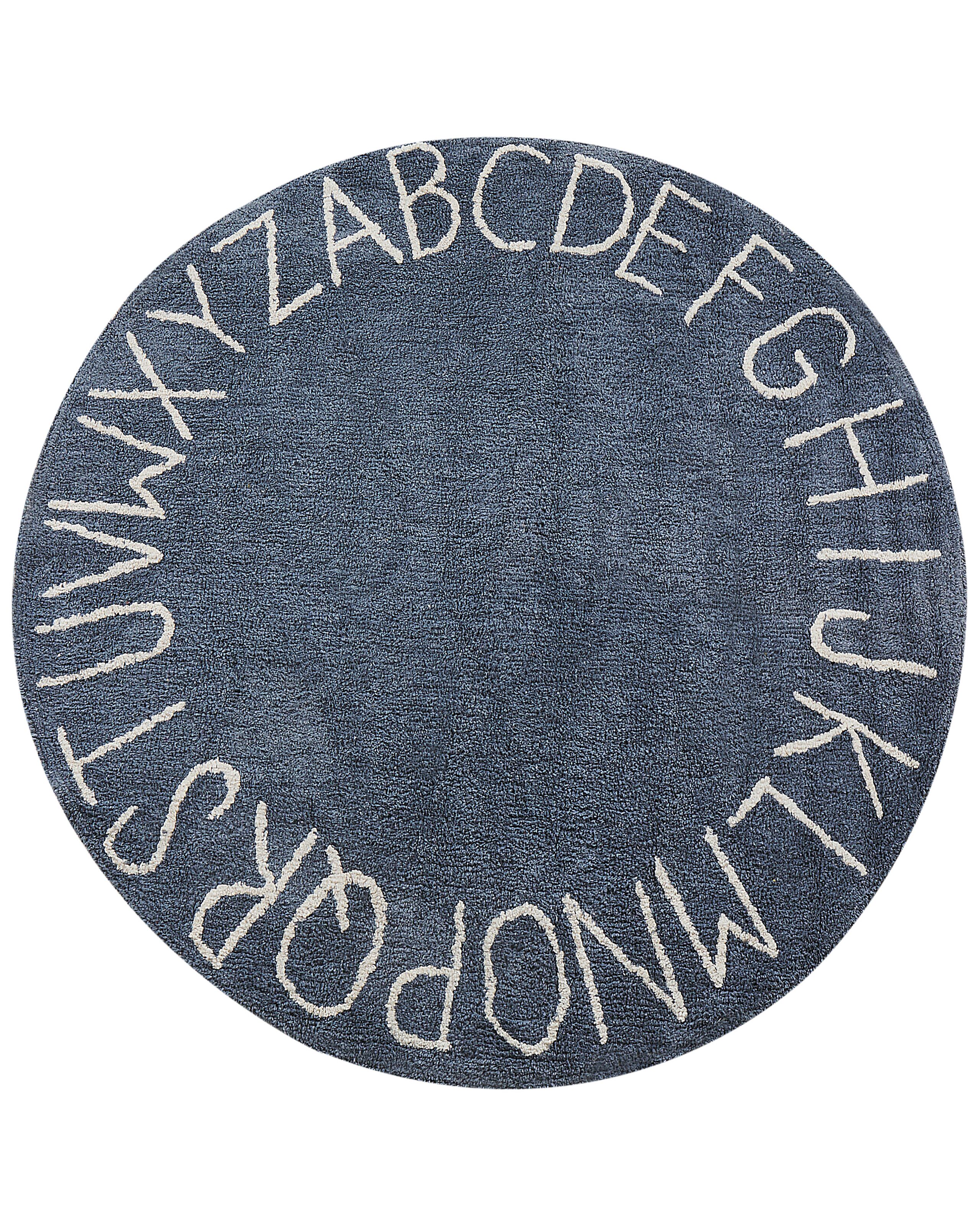 Round Cotton Kids Area Rug 120cm Blue