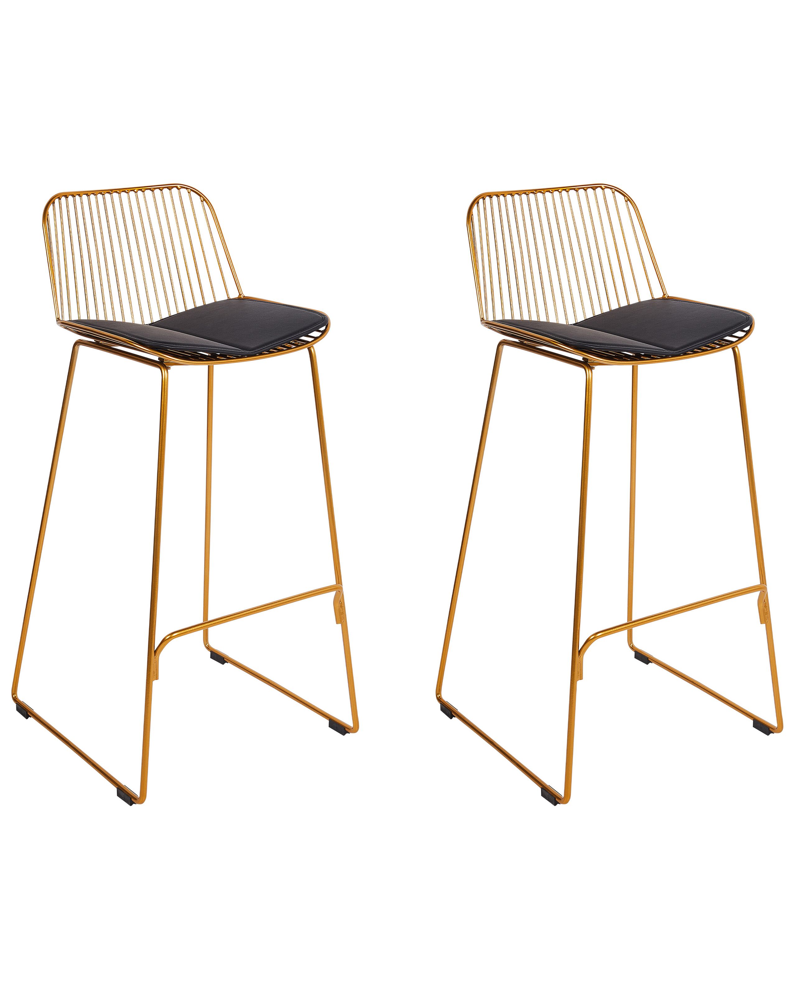 Set of 2 Metal Bar Chairs Gold PENSACOLA