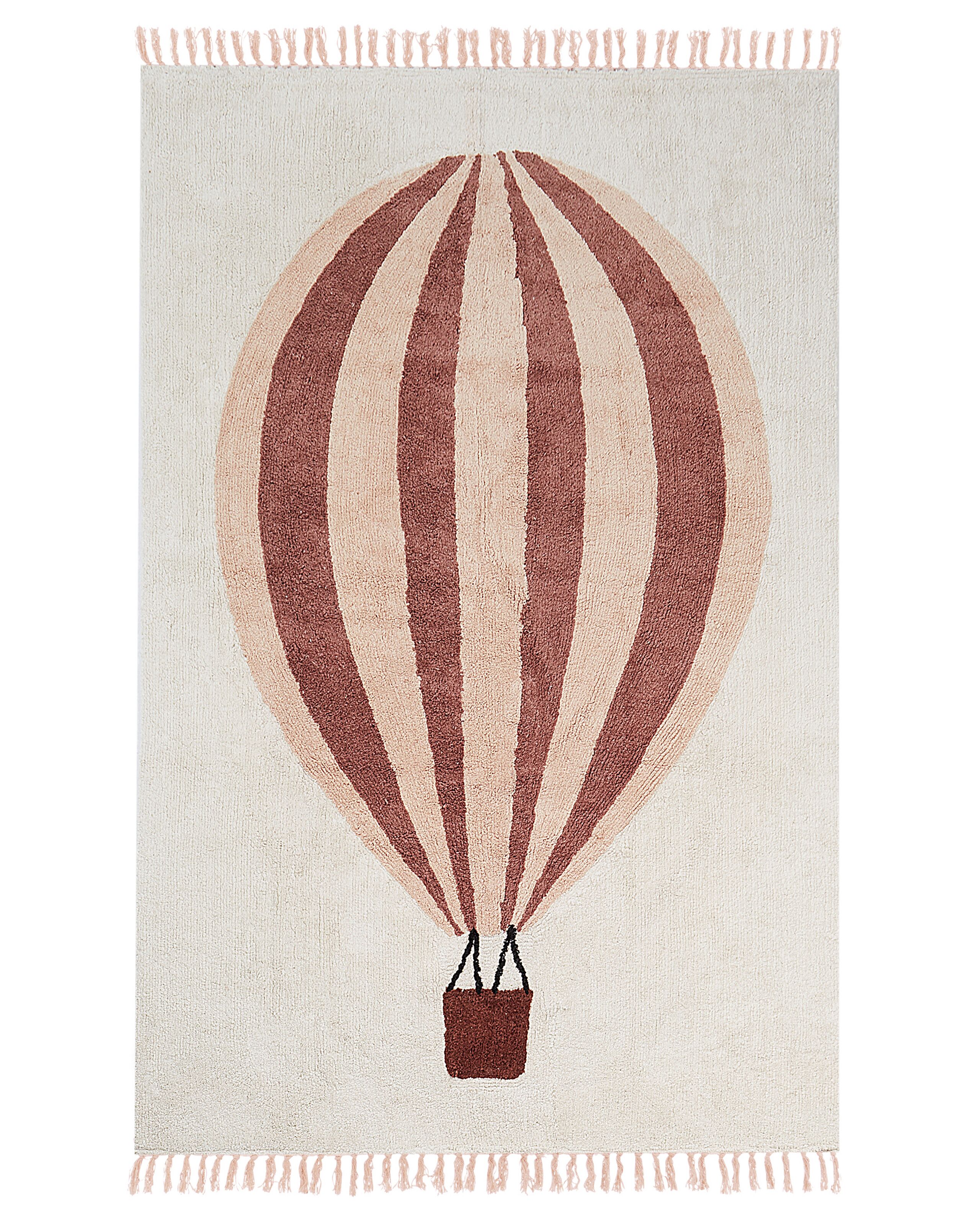 Cotton Kids Rug Balloon Print 140x200cm Off - White