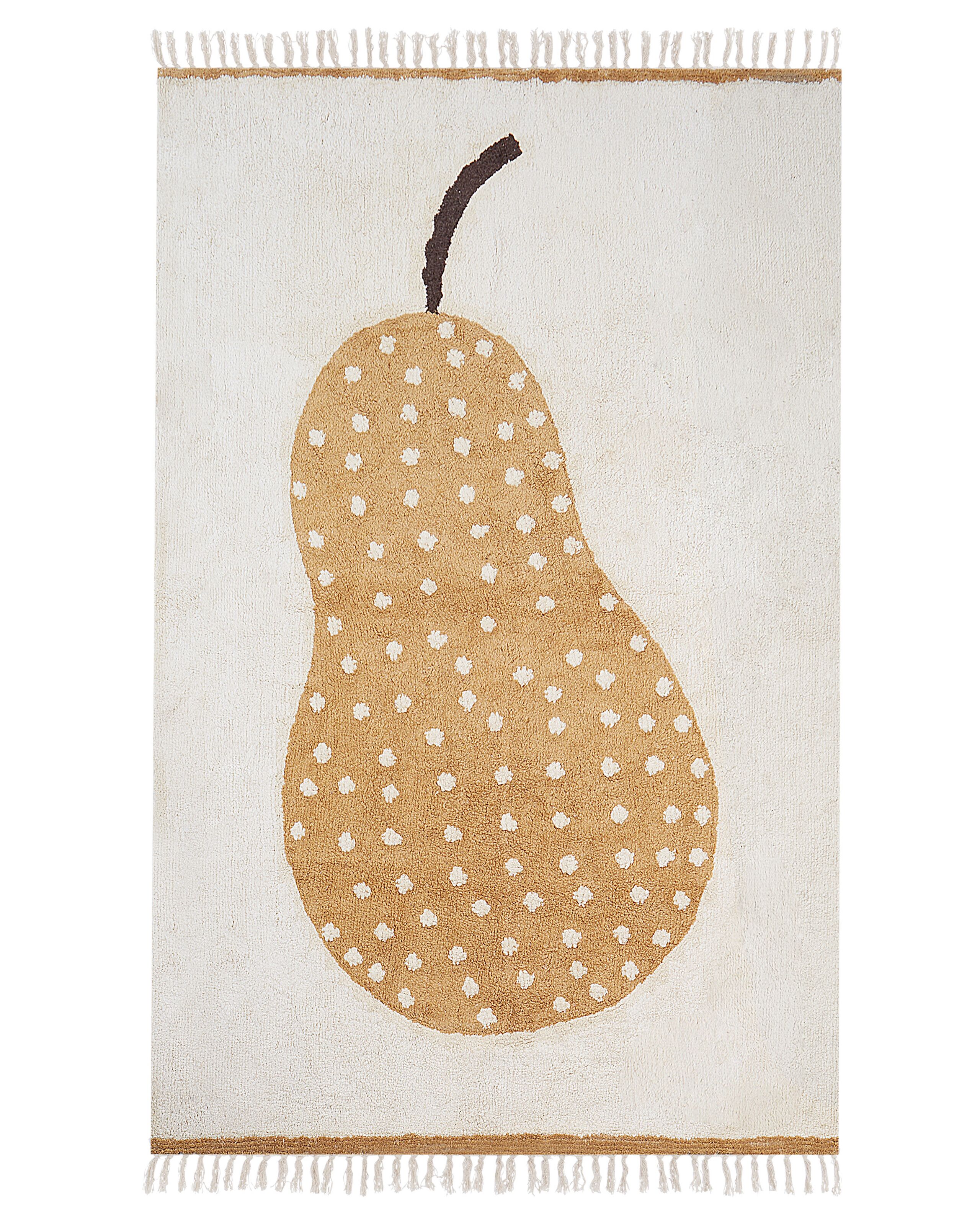 Cotton Kids Rug Pear Print 140x200cm Off - White