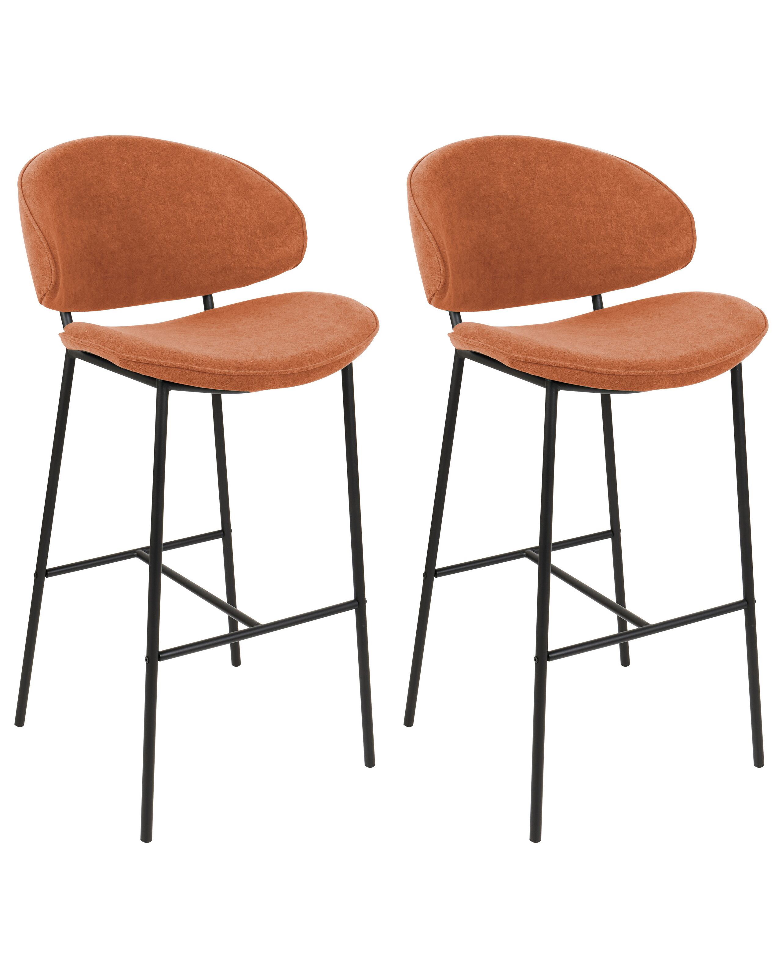Set of 2 Fabric Bar Chairs Orange KIANA